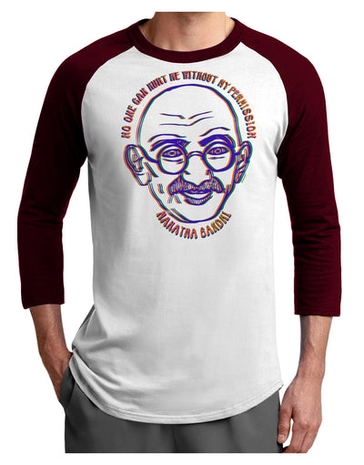 TooLoud No one can hurt me without my permission Ghandi Adult Raglan Shirt-Mens-Tshirts-TooLoud-White-Cardinal-X-Small-Davson Sales