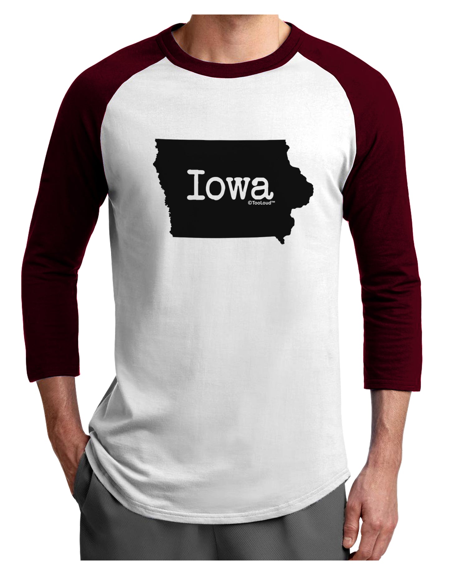 Iowa - United States Shape Adult Raglan Shirt by TooLoud-TooLoud-White-Cardinal-X-Small-Davson Sales