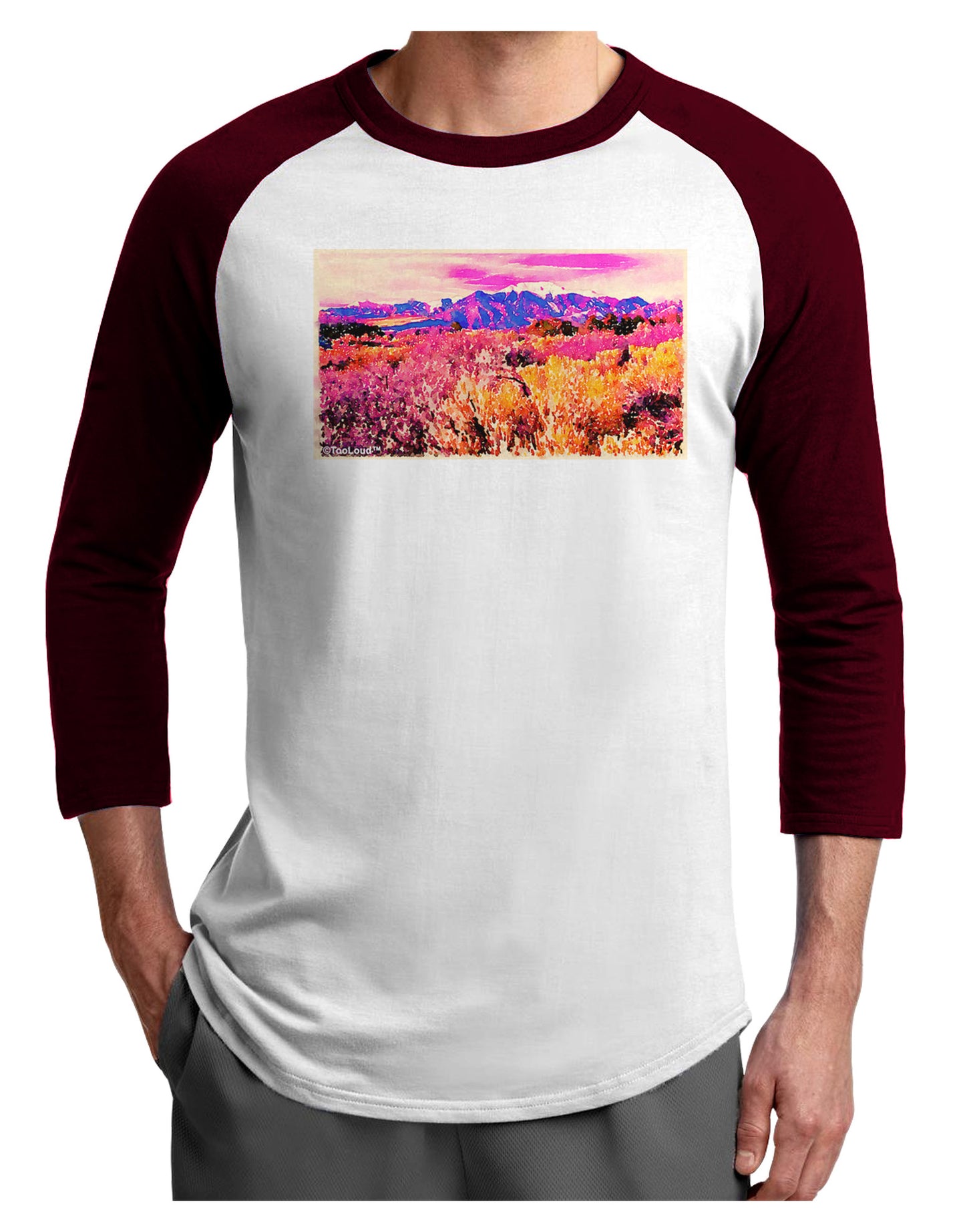Colorful Colorado Mountains Adult Raglan Shirt-TooLoud-White-Cardinal-X-Small-Davson Sales