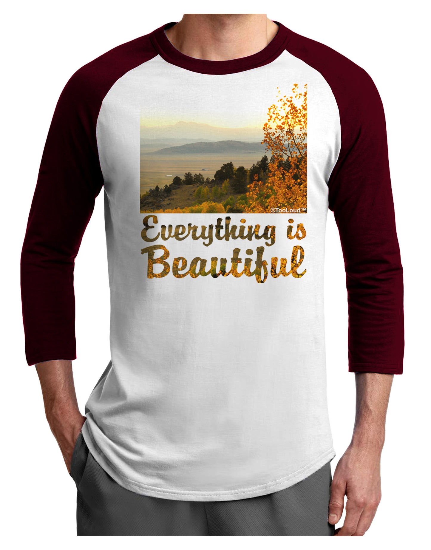 Everything is Beautiful - Sunrise Adult Raglan Shirt by-Raglan Shirt-TooLoud-White-Cardinal-X-Small-Davson Sales