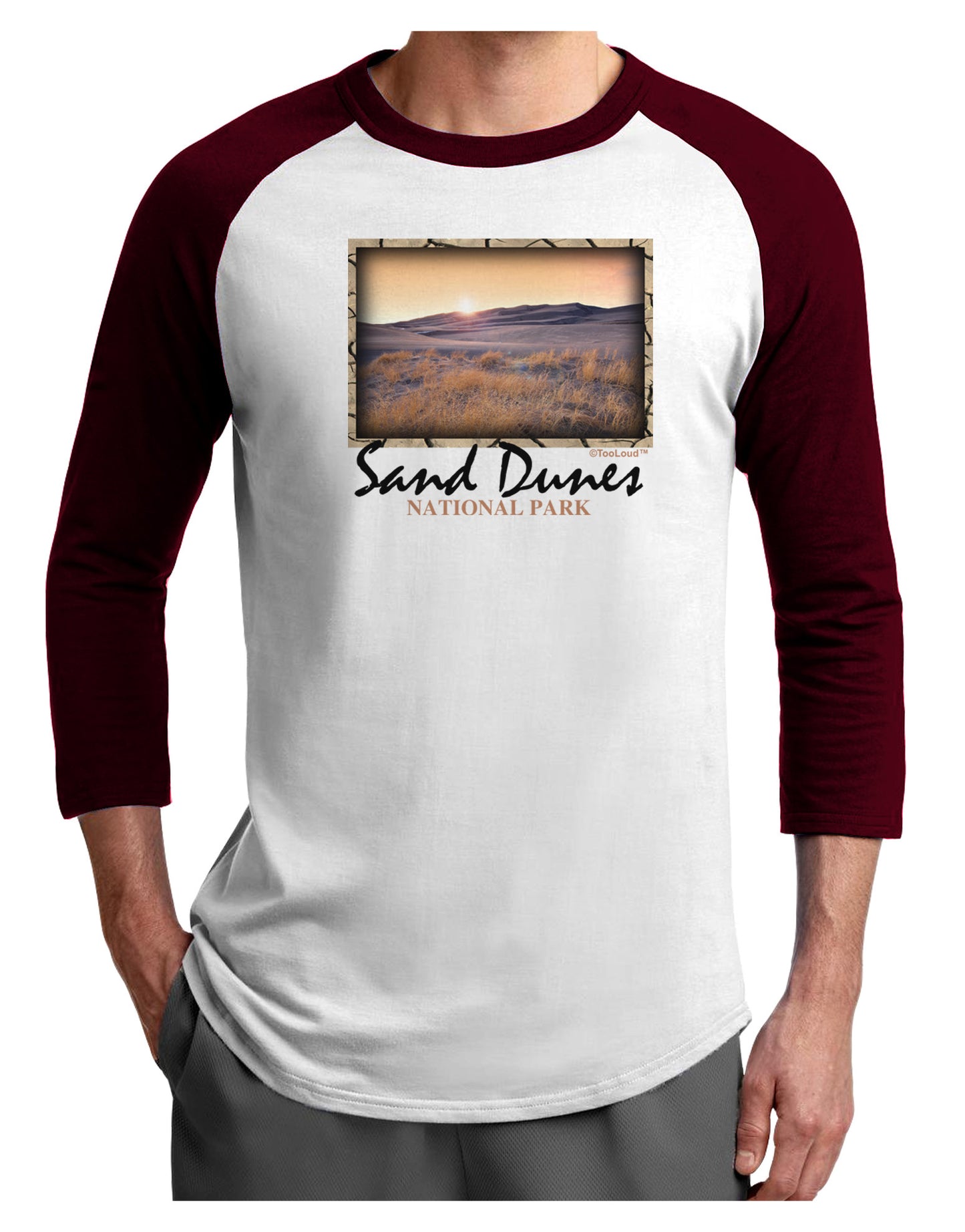 Colorado Sand Dunes Text Adult Raglan Shirt-Raglan Shirt-TooLoud-White-Cardinal-X-Small-Davson Sales
