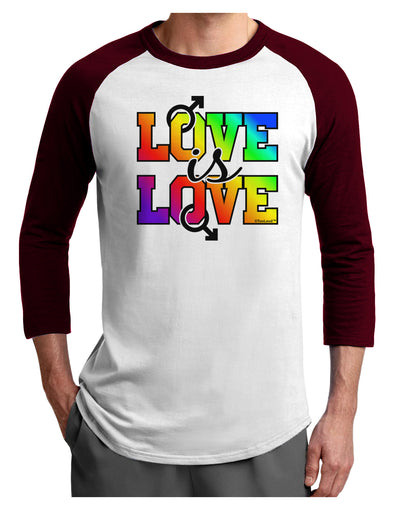 Love Is Love Gay Pride Adult Raglan Shirt-Raglan Shirt-TooLoud-White-Cardinal-X-Small-Davson Sales