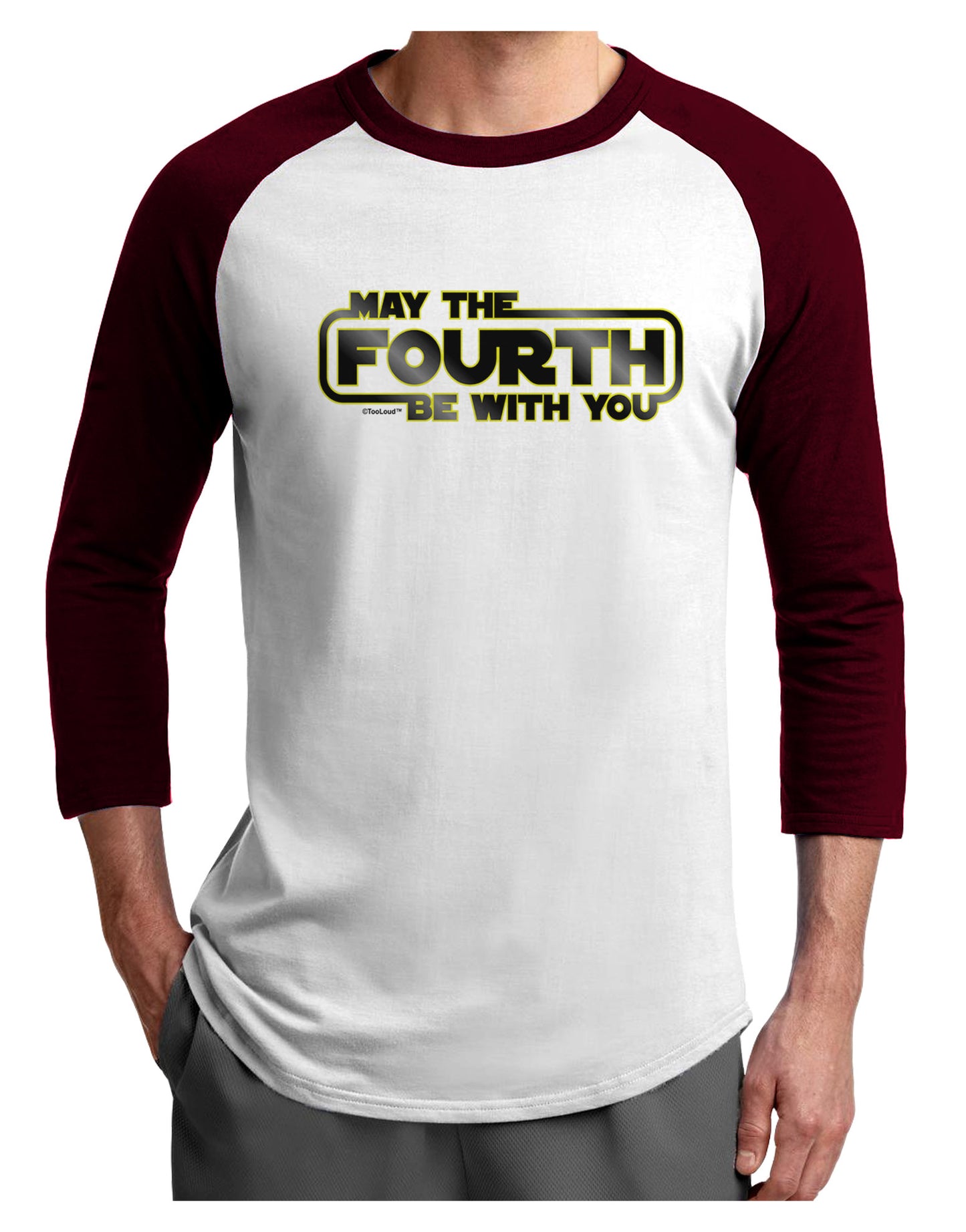 May The Fourth Be With You Adult Raglan Shirt-TooLoud-White-Cardinal-X-Small-Davson Sales