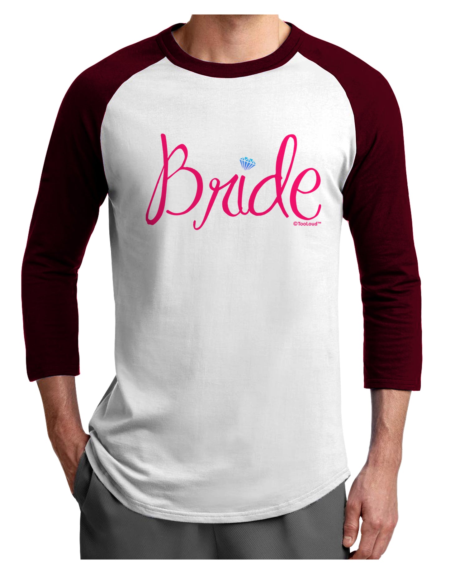 Bride Design - Diamond - Color Adult Raglan Shirt-TooLoud-White-Cardinal-X-Small-Davson Sales