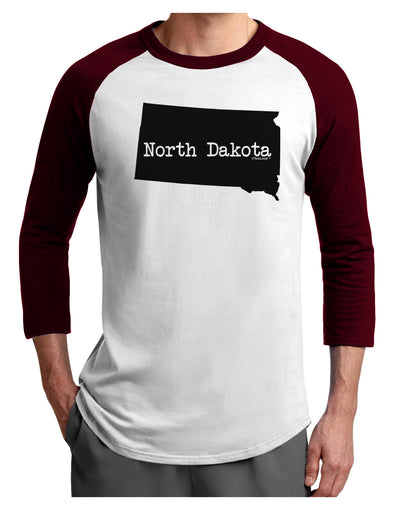 North Dakota - United States Shape Adult Raglan Shirt by TooLoud-TooLoud-White-Cardinal-X-Small-Davson Sales