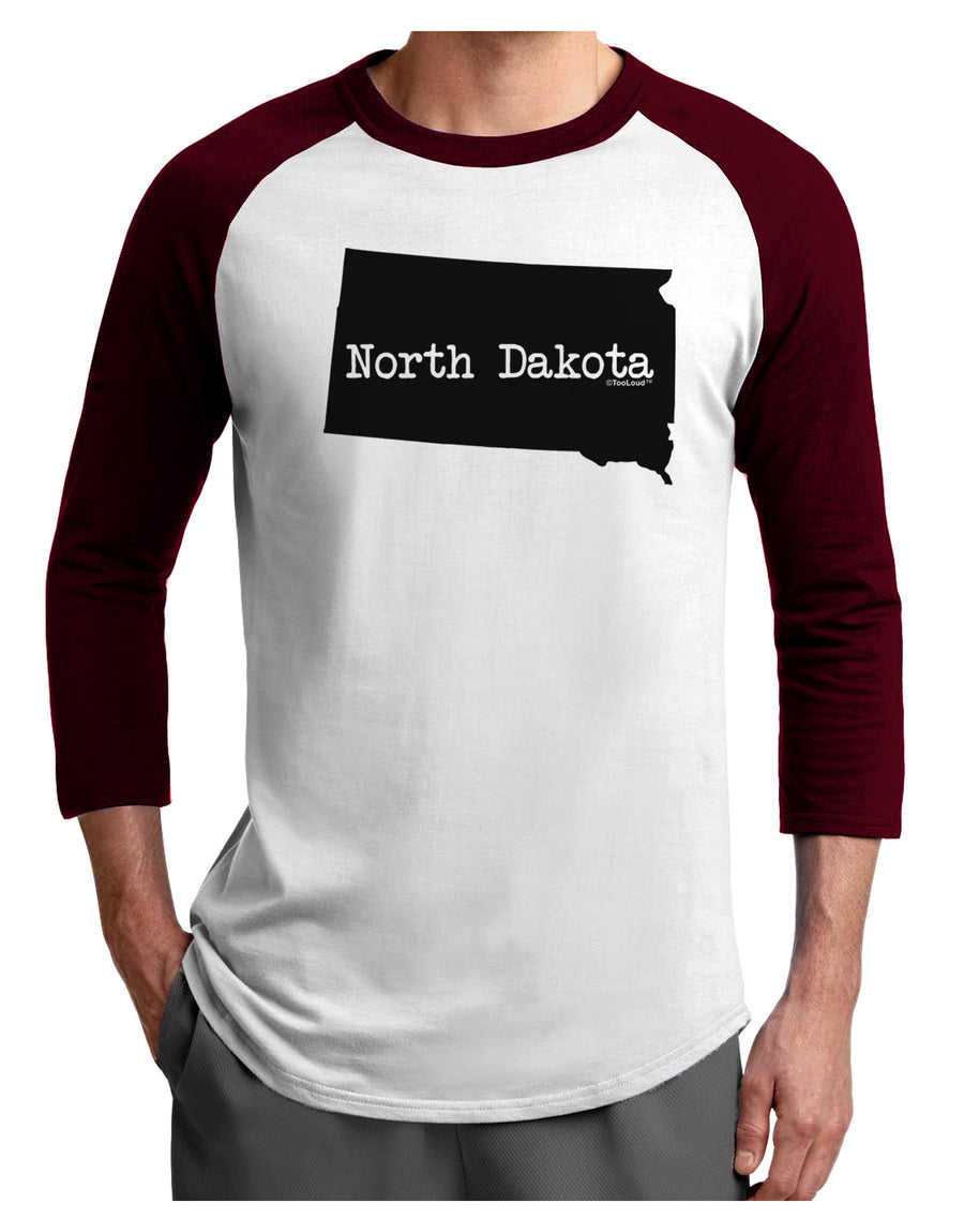 North Dakota - United States Shape Adult Raglan Shirt by TooLoud-TooLoud-White-Black-X-Small-Davson Sales