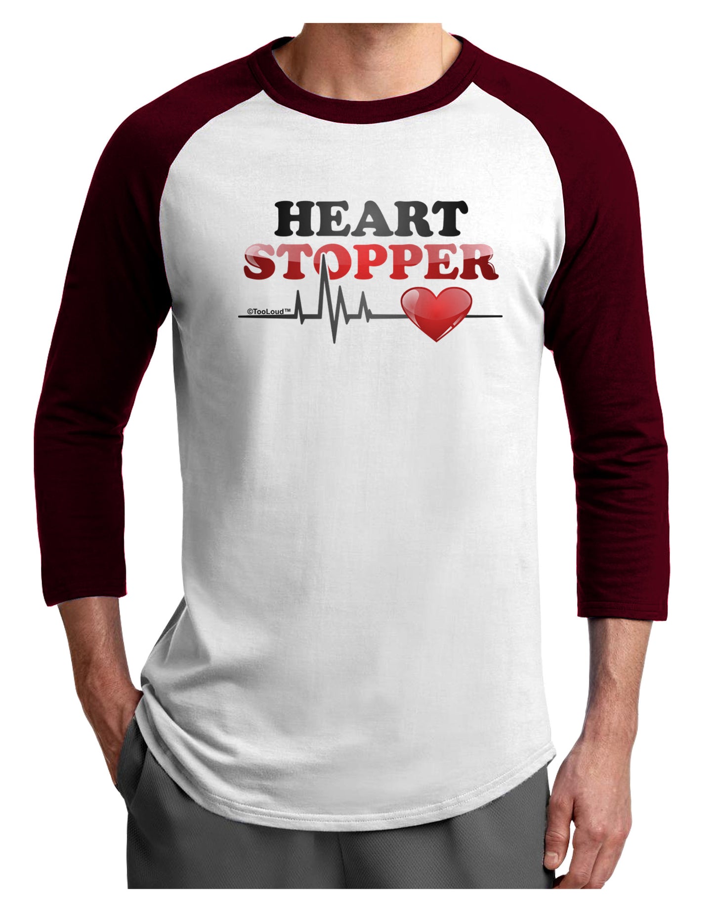 Heart Stopper Adult Raglan Shirt-Raglan Shirt-TooLoud-White-Cardinal-X-Small-Davson Sales