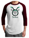 Taurus Symbol Adult Raglan Shirt-TooLoud-White-Cardinal-X-Small-Davson Sales