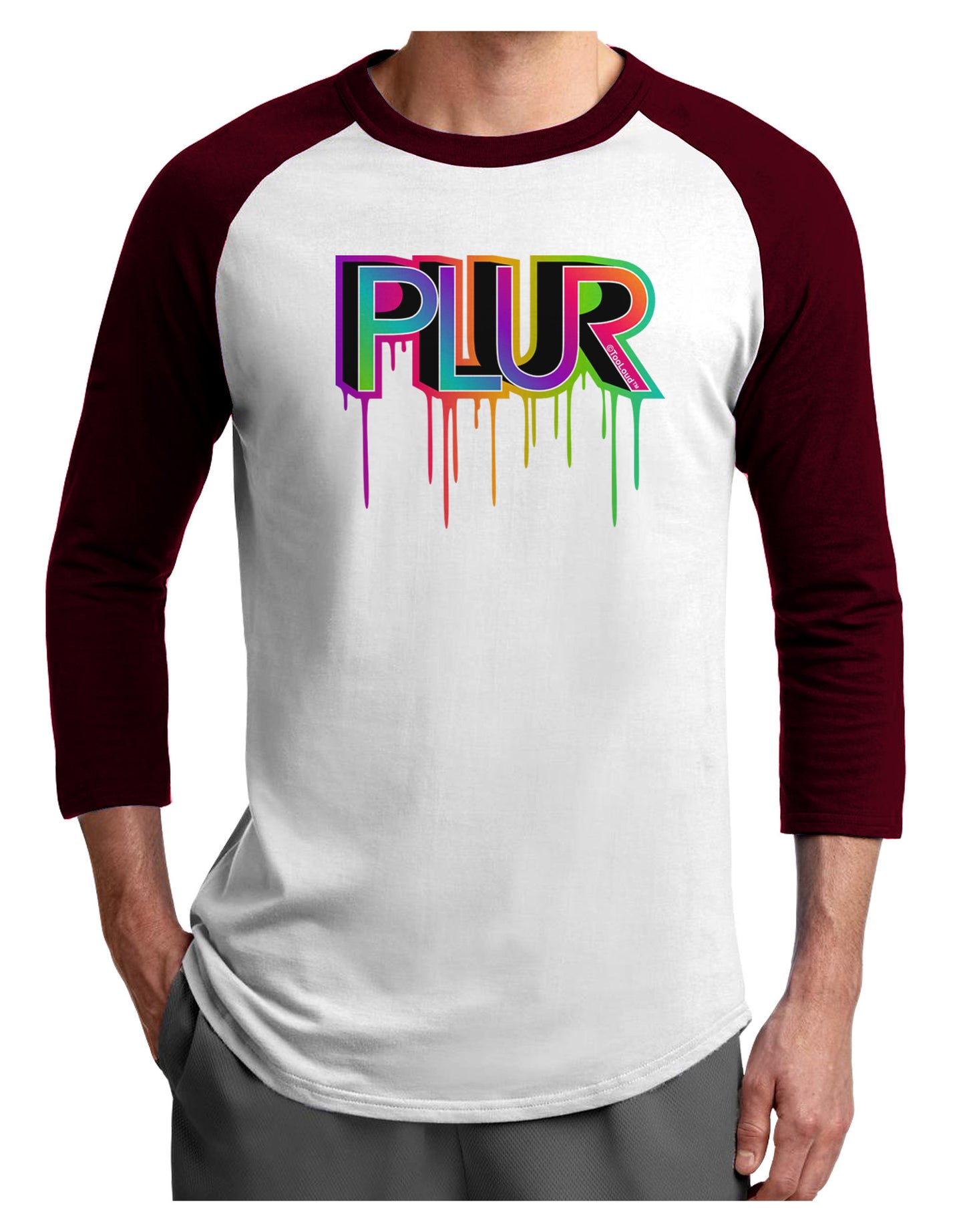 PLUR Paint Adult Raglan Shirt-Raglan Shirt-TooLoud-White-Cardinal-X-Small-Davson Sales
