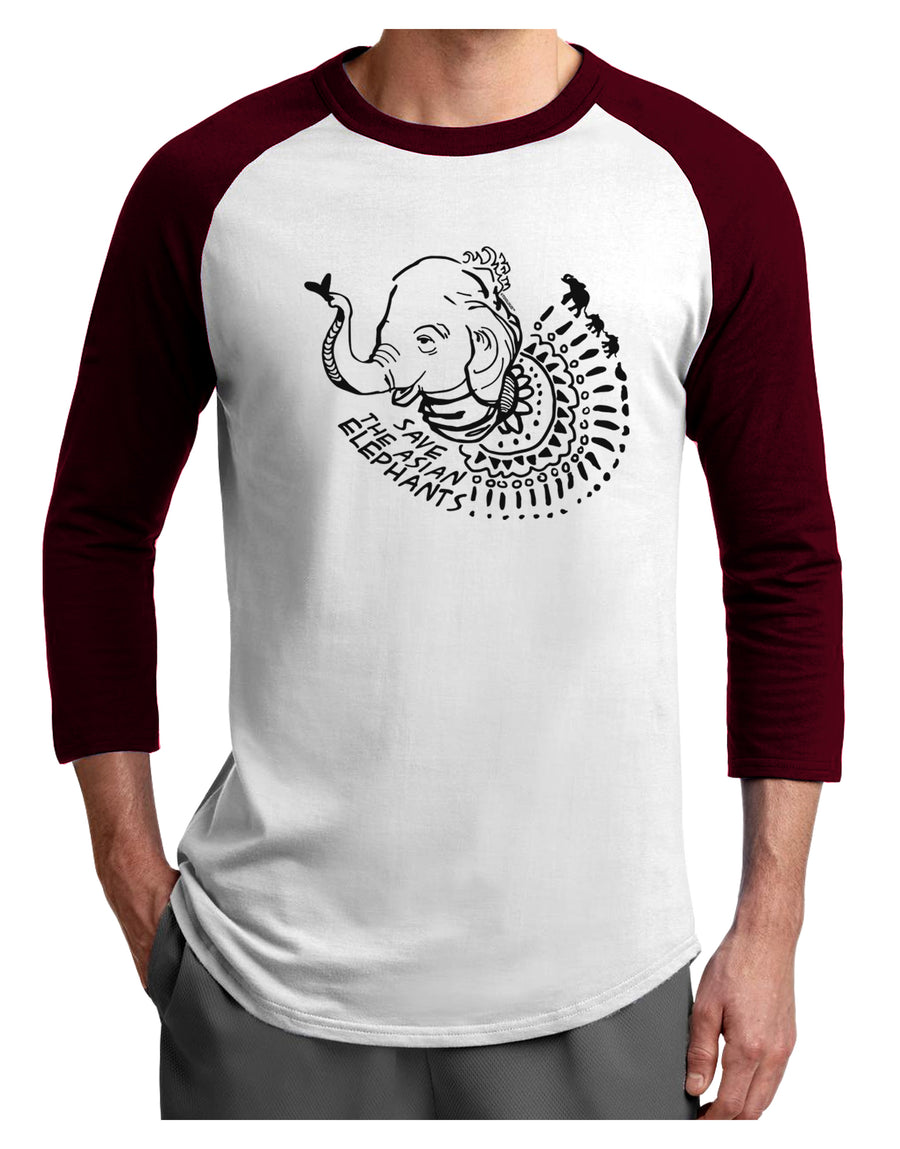 TooLoud Save the Asian Elephants Adult Raglan Shirt-Mens-Tshirts-TooLoud-White-Black-X-Small-Davson Sales