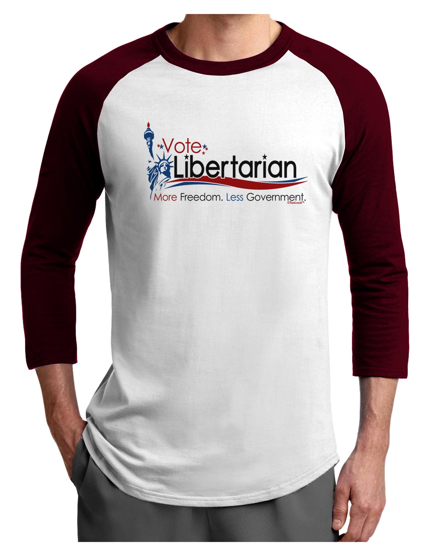 Libertarian Slogan Adult Raglan Shirt-Raglan Shirt-TooLoud-White-Cardinal-X-Small-Davson Sales