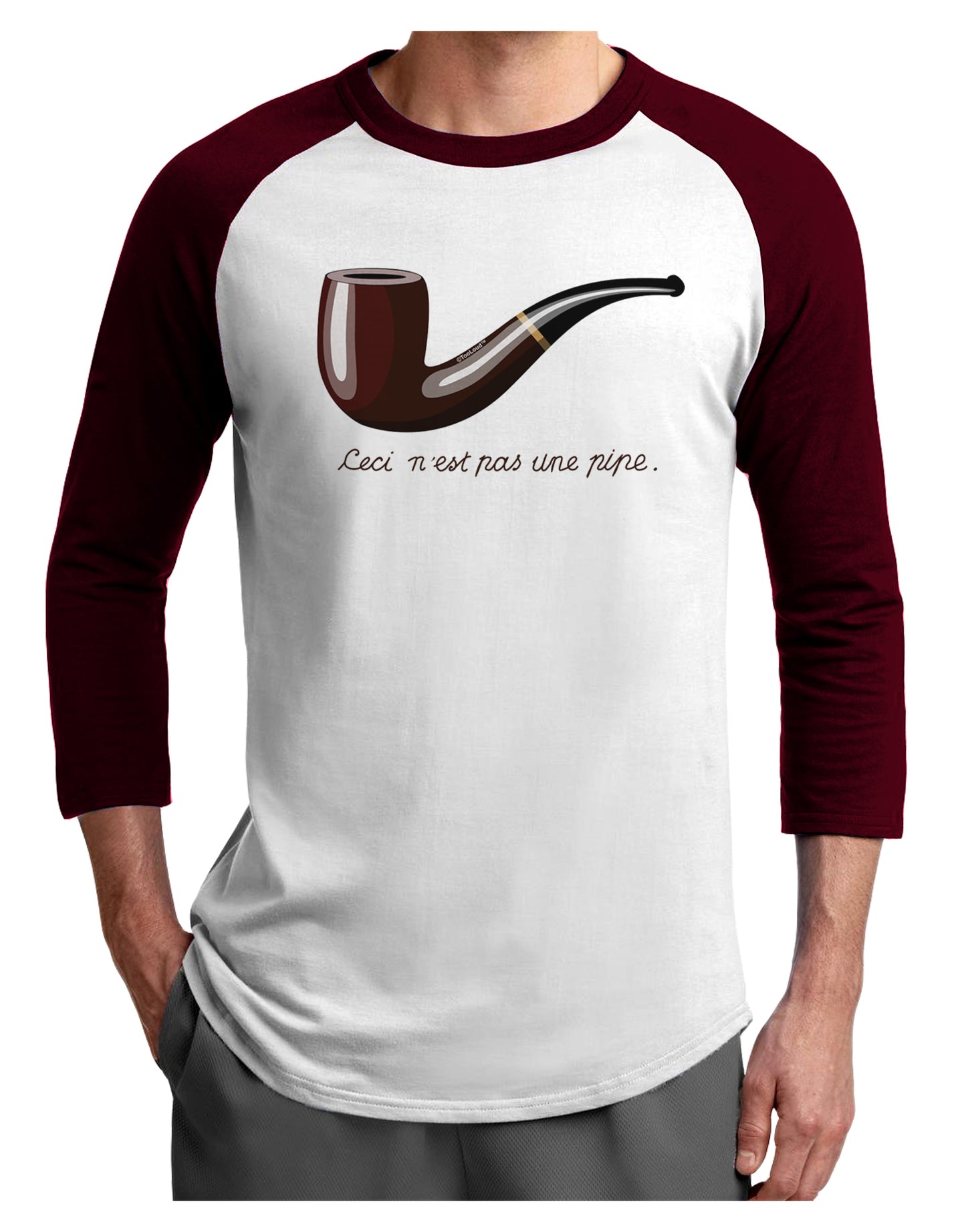 Ceci n'est pas une pipe Adult Raglan Shirt-Raglan Shirt-TooLoud-White-Cardinal-X-Small-Davson Sales