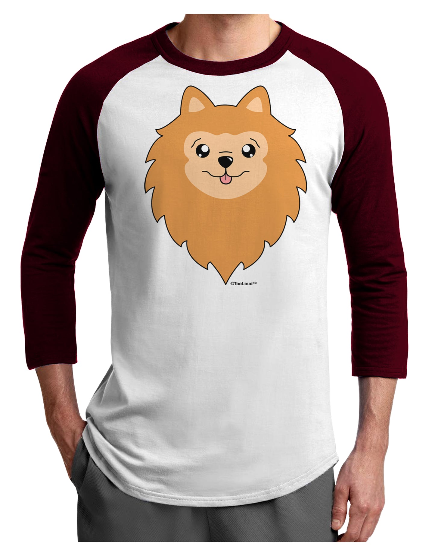 Cute Pomeranian Dog Adult Raglan Shirt by TooLoud-TooLoud-White-Cardinal-X-Small-Davson Sales