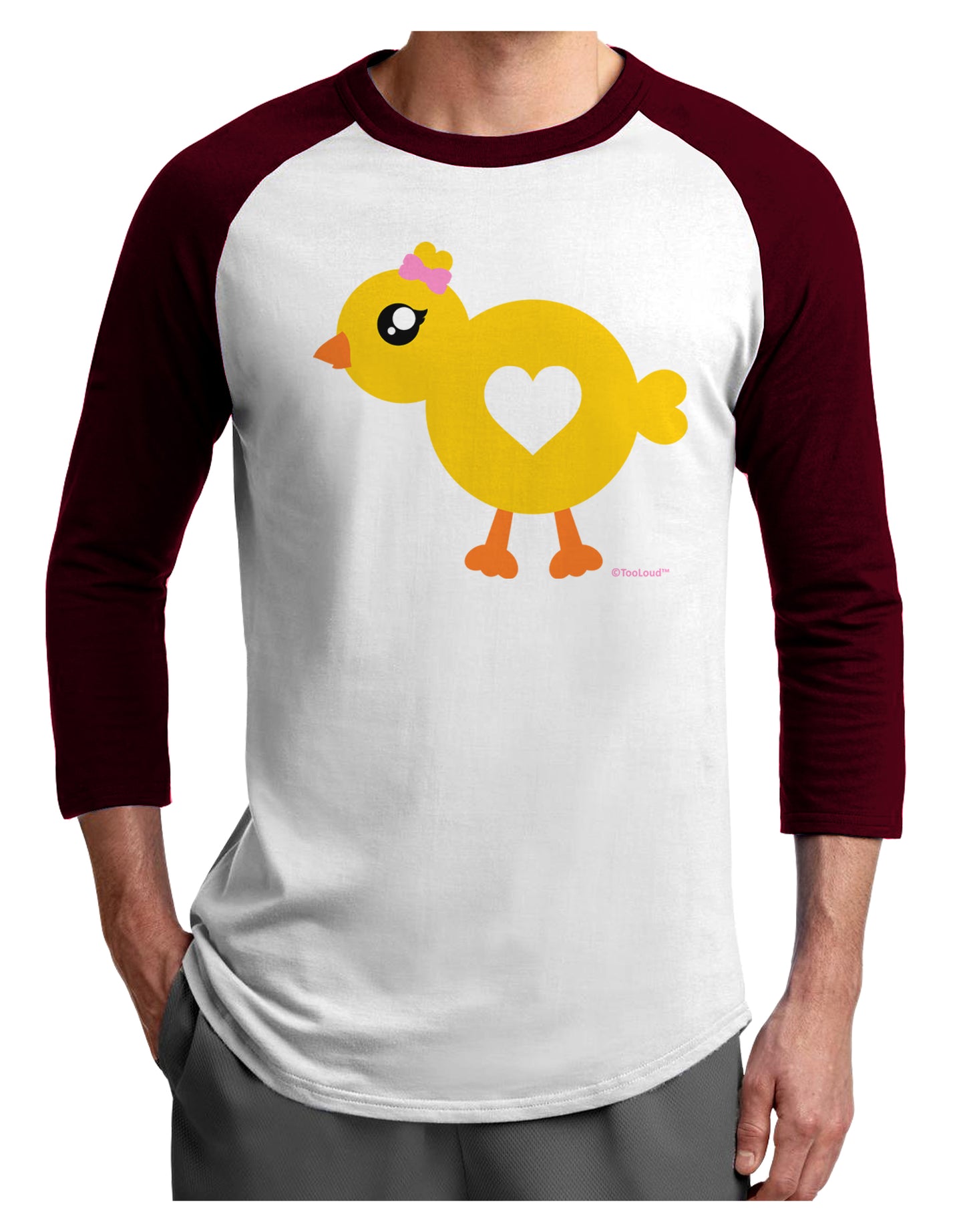 Cute Chick with Bow Adult Raglan Shirt by TooLoud-TooLoud-White-Cardinal-X-Small-Davson Sales