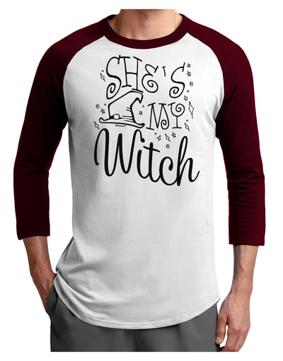 She's My Witch Adult Raglan Shirt-Mens T-Shirt-TooLoud-White-Cardinal-X-Small-Davson Sales