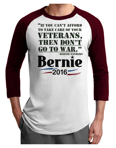 Bernie on Veterans and War Adult Raglan Shirt-TooLoud-White-Cardinal-X-Small-Davson Sales
