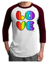 Rainbow LOVE Text Adult Raglan Shirt by TooLoud-TooLoud-White-Cardinal-X-Small-Davson Sales