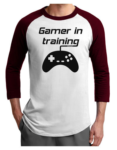 Gamer In Training BnW Adult Raglan Shirt-TooLoud-White-Cardinal-X-Small-Davson Sales