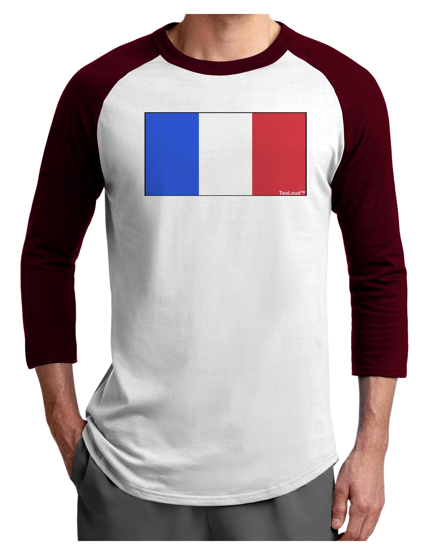 French Flag - France Adult Raglan Shirt by TooLoud-TooLoud-White-Cardinal-X-Small-Davson Sales