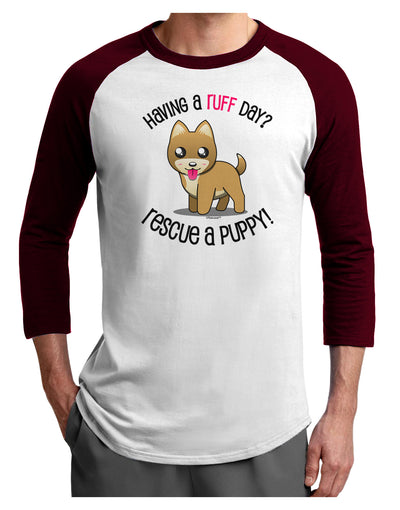 Rescue A Puppy Adult Raglan Shirt-TooLoud-White-Cardinal-X-Small-Davson Sales