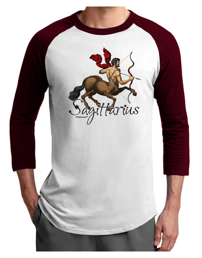 Sagittarius Color Illustration Adult Raglan Shirt-TooLoud-White-Cardinal-X-Small-Davson Sales