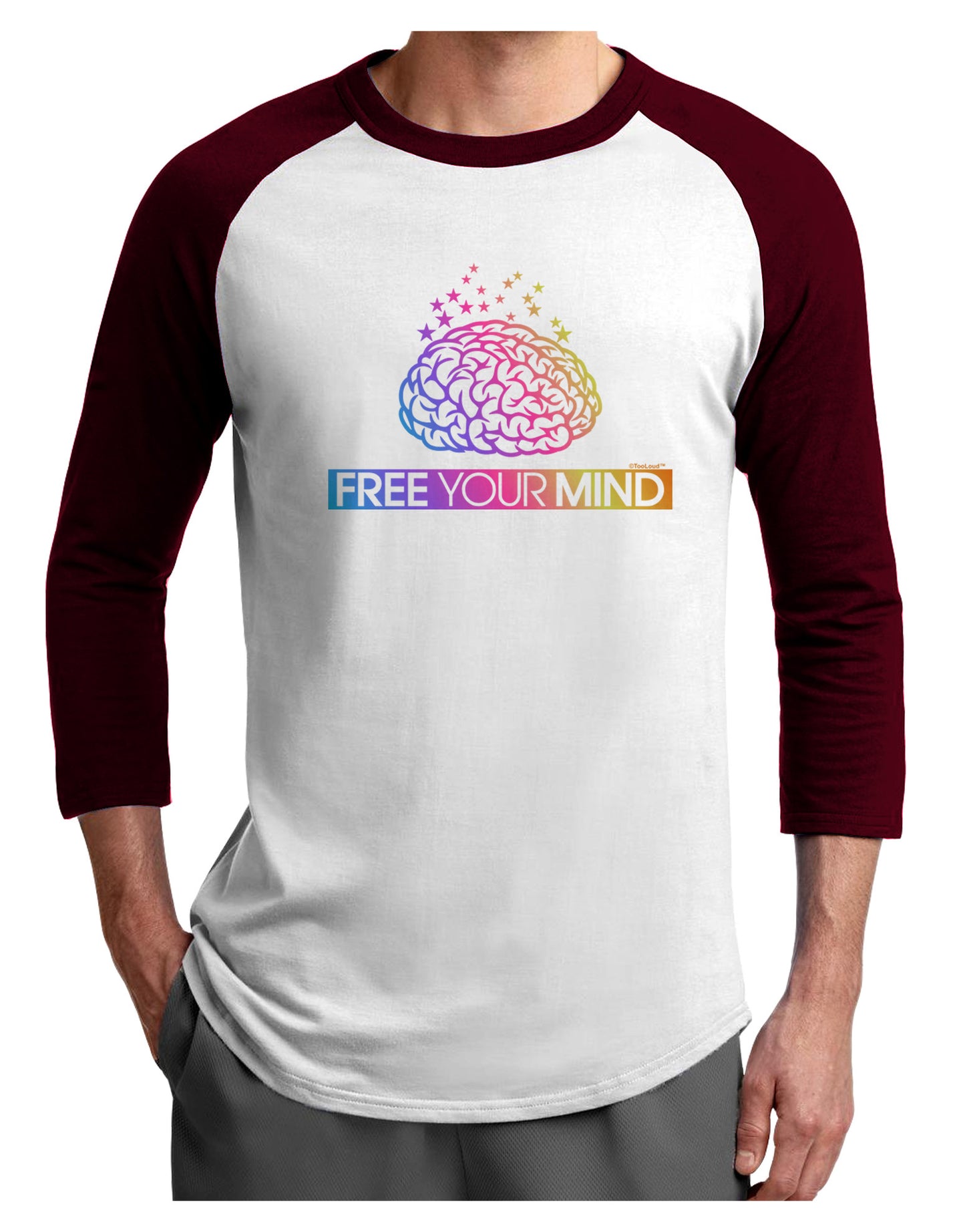 Free Your Mind Adult Raglan Shirt-Raglan Shirt-TooLoud-White-Cardinal-X-Small-Davson Sales