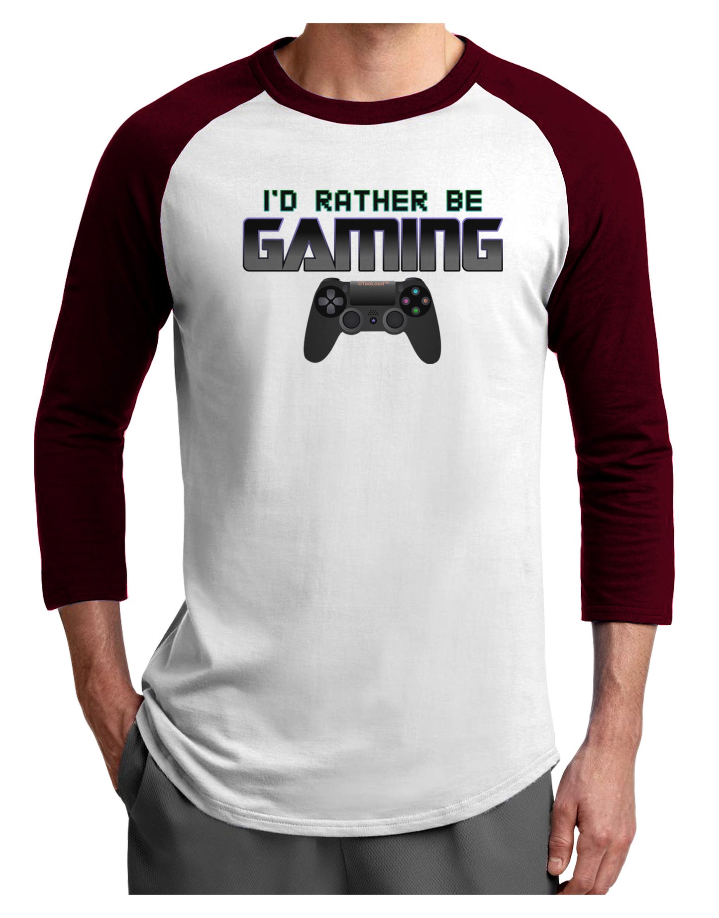 I'd Rather Be Gaming Adult Raglan Shirt-Raglan Shirt-TooLoud-White-Cardinal-X-Small-Davson Sales
