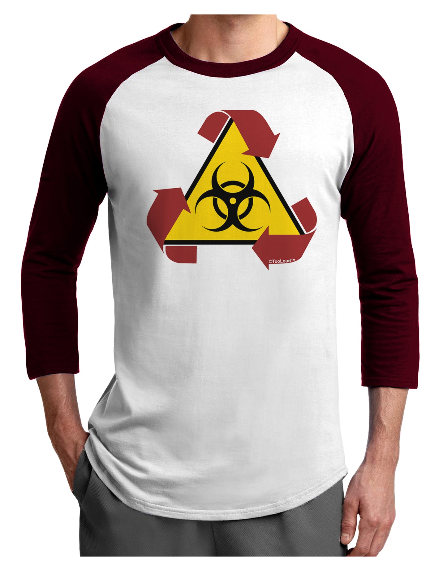 Recycle Biohazard Sign Adult Raglan Shirt by TooLoud-TooLoud-White-Cardinal-X-Small-Davson Sales