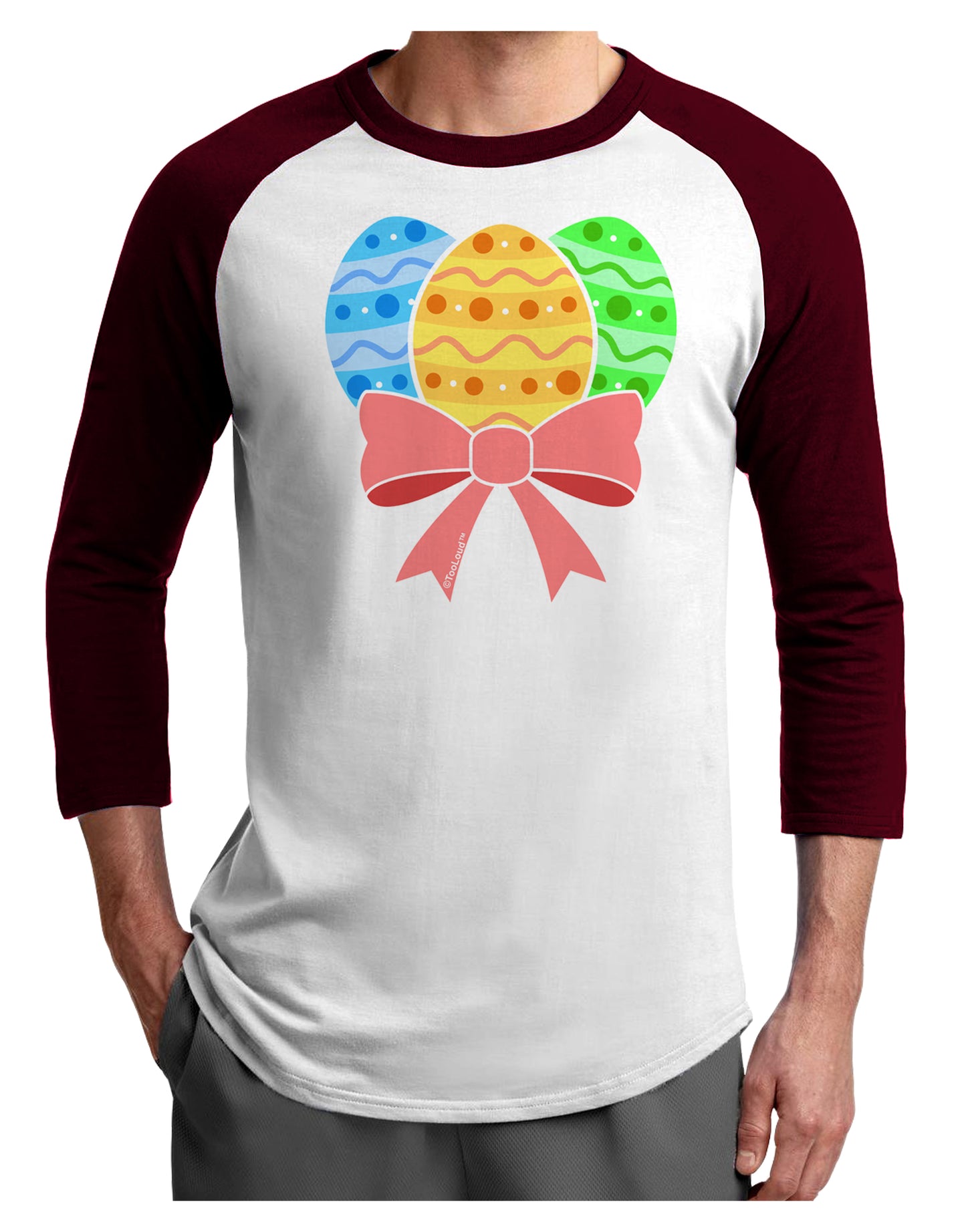 Easter Eggs With Bow Adult Raglan Shirt by TooLoud-TooLoud-White-Cardinal-X-Small-Davson Sales