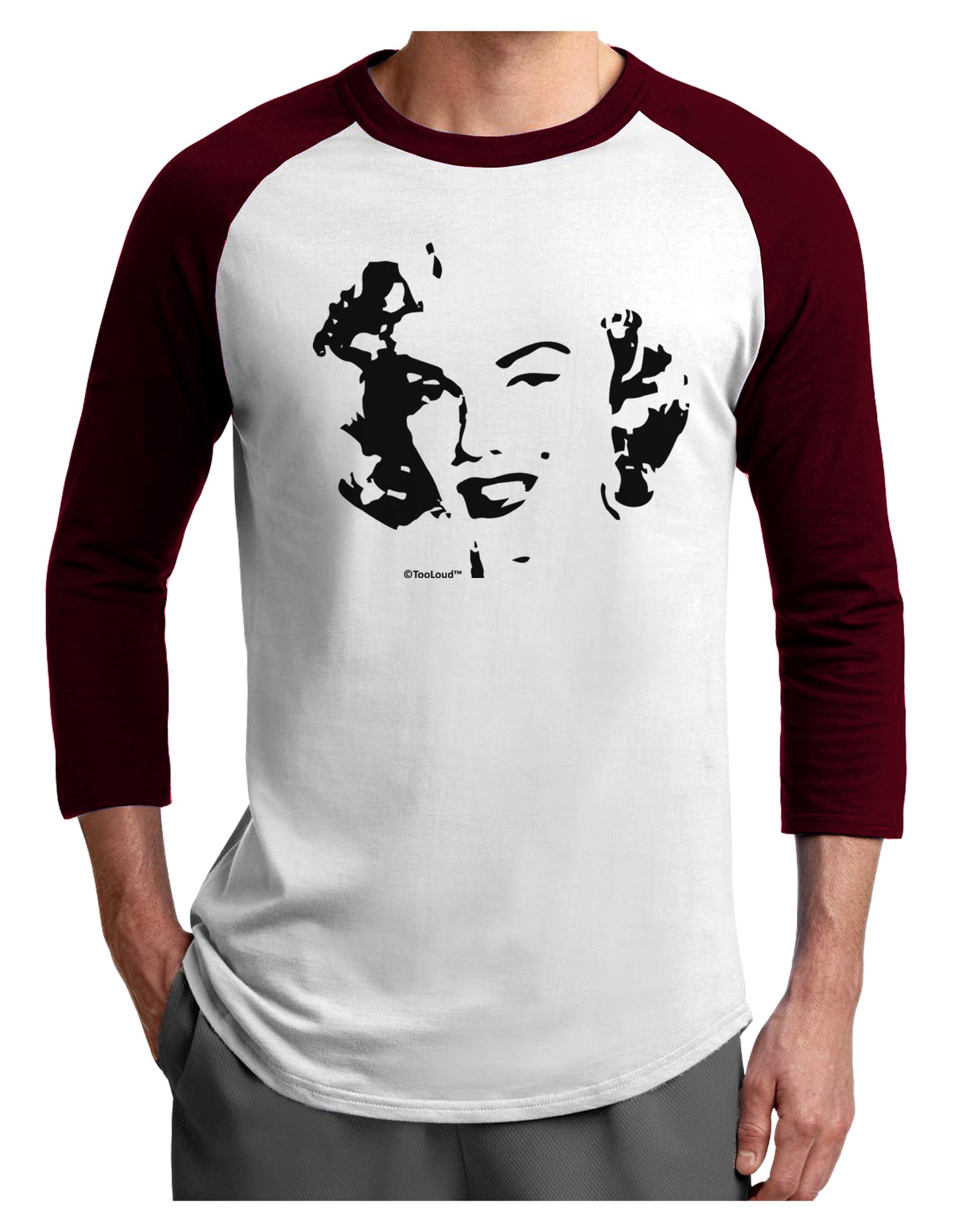 Marilyn Monroe Cutout Design Adult Raglan Shirt by TooLoud-TooLoud-White-Cardinal-X-Small-Davson Sales