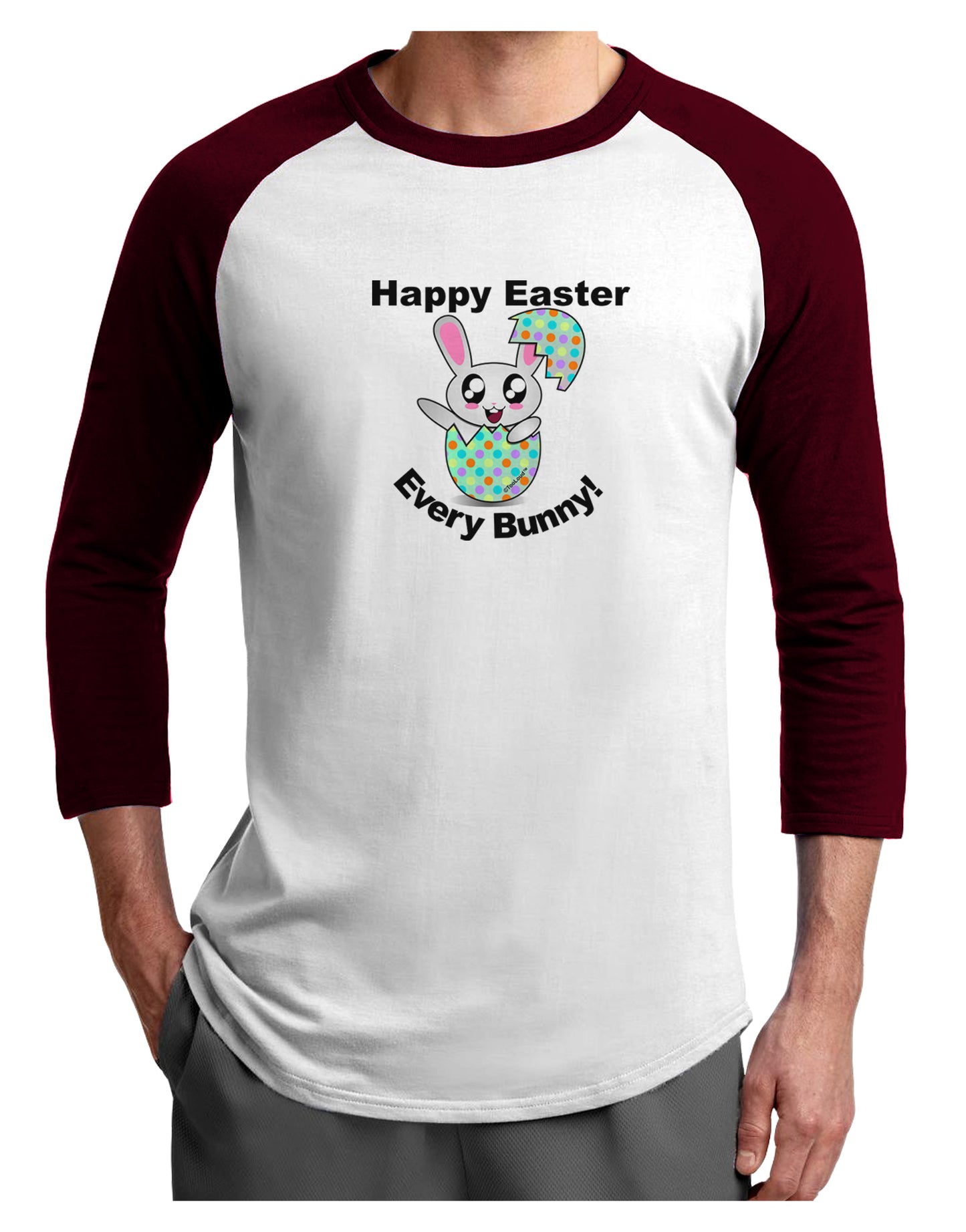 Happy Easter Every Bunny Adult Raglan Shirt by TooLoud-TooLoud-White-Cardinal-X-Small-Davson Sales