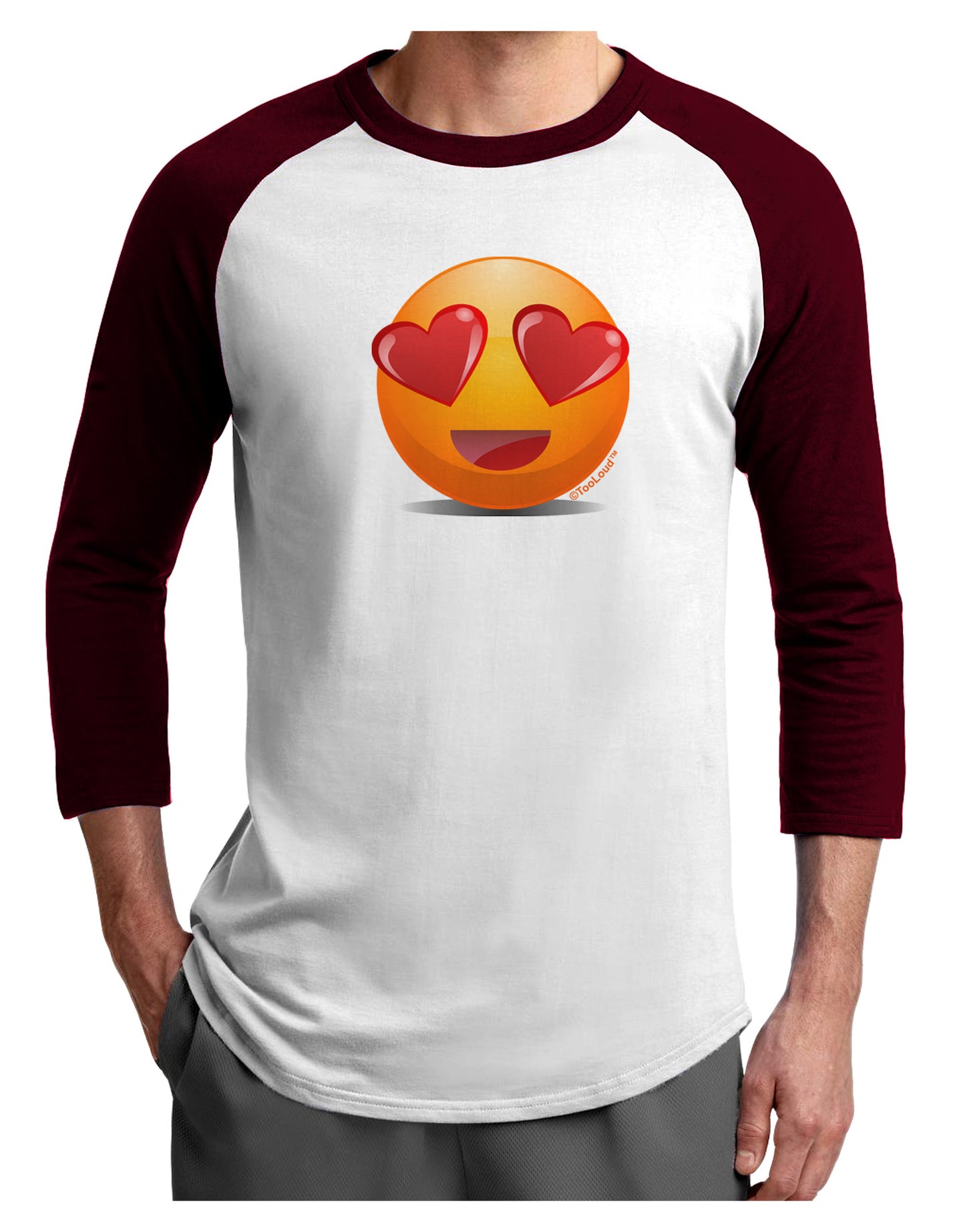 Heart Eye Emoji Adult Raglan Shirt-Raglan Shirt-TooLoud-White-Cardinal-X-Small-Davson Sales