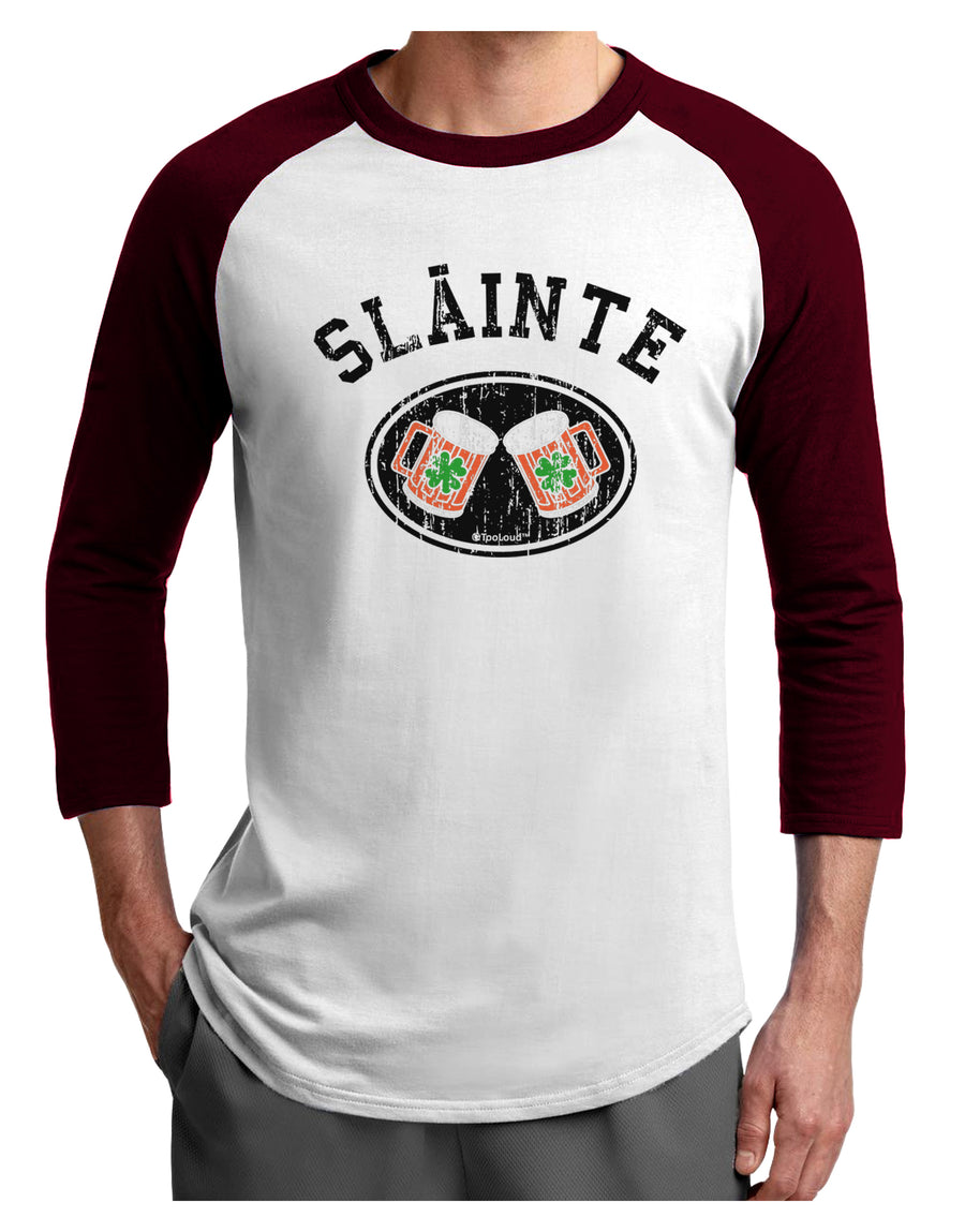 Slainte - St. Patrick's Day Irish Cheers Adult Raglan Shirt by TooLoud-Raglan Shirt-TooLoud-White-Black-X-Small-Davson Sales