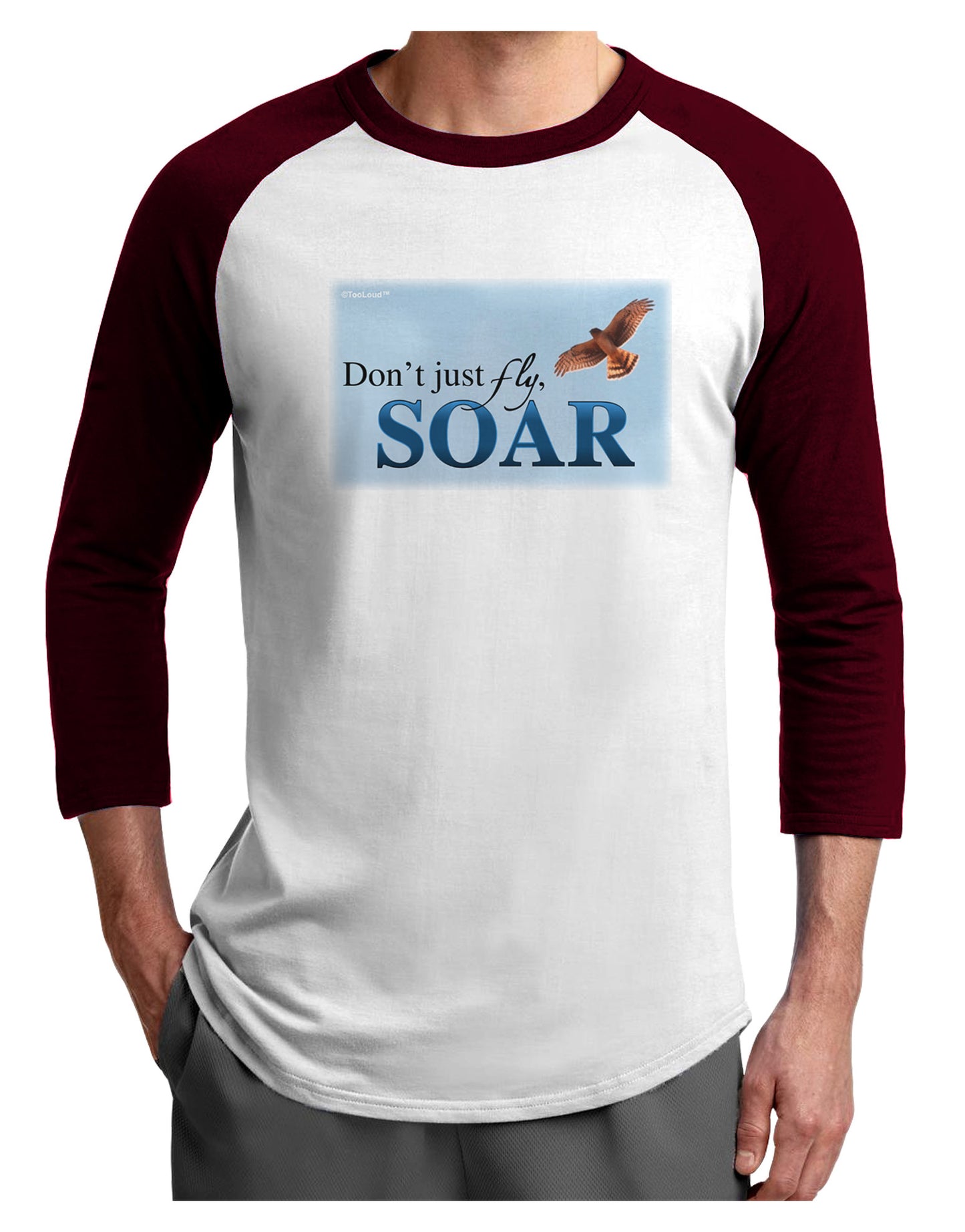 Don't Just Fly SOAR Adult Raglan Shirt-Raglan Shirt-TooLoud-White-Cardinal-X-Small-Davson Sales