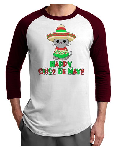 Happy Cinco de Mayo Cat Adult Raglan Shirt by TooLoud-TooLoud-White-Cardinal-X-Small-Davson Sales