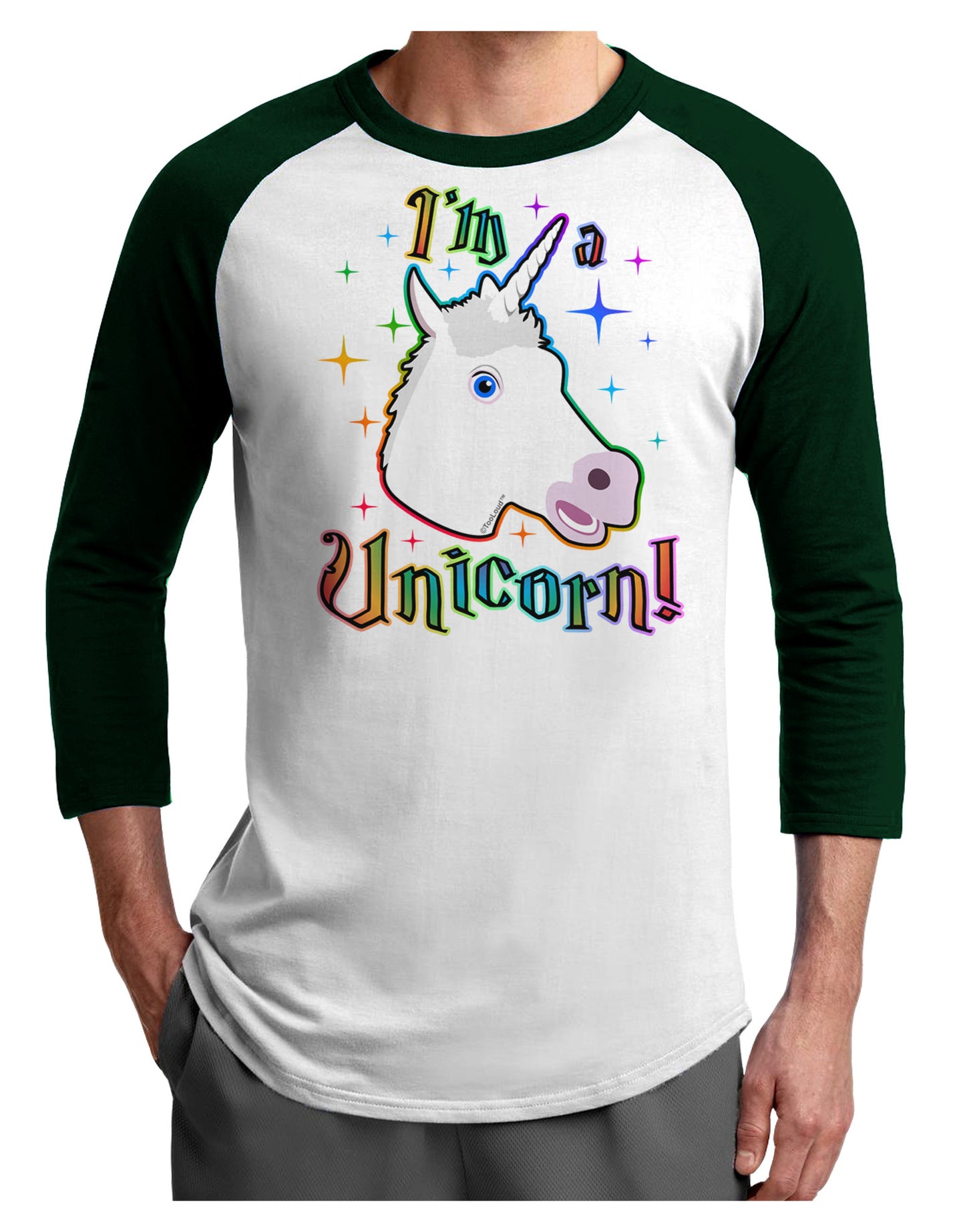 I'm a Unicorn Adult Raglan Shirt-Raglan Shirt-TooLoud-White-Forest-X-Small-Davson Sales