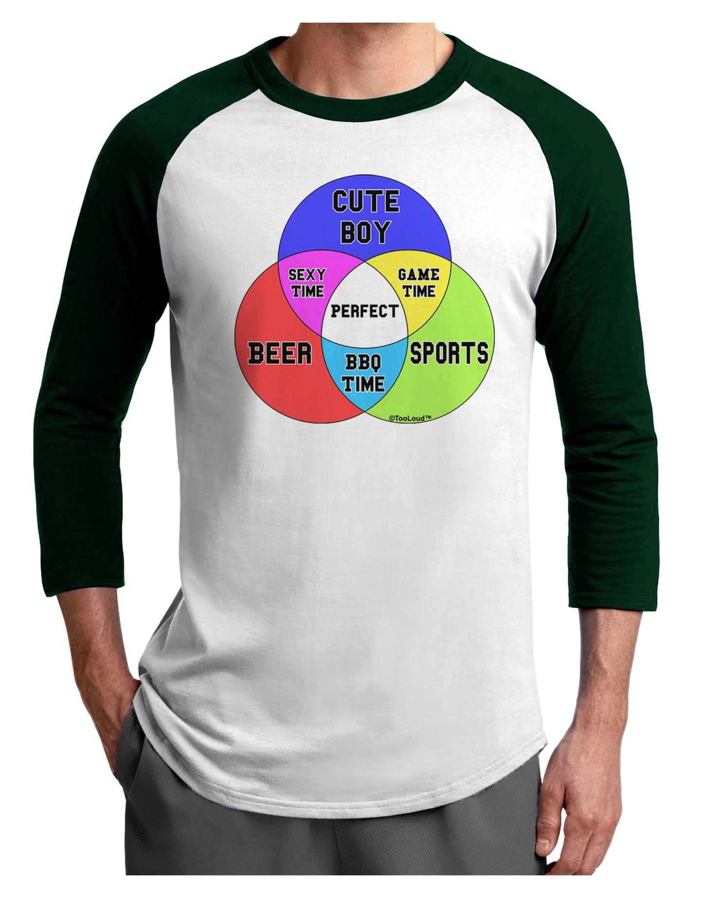 Beer Boy and Sports Diagram Adult Raglan Shirt-TooLoud-White-Forest-X-Small-Davson Sales