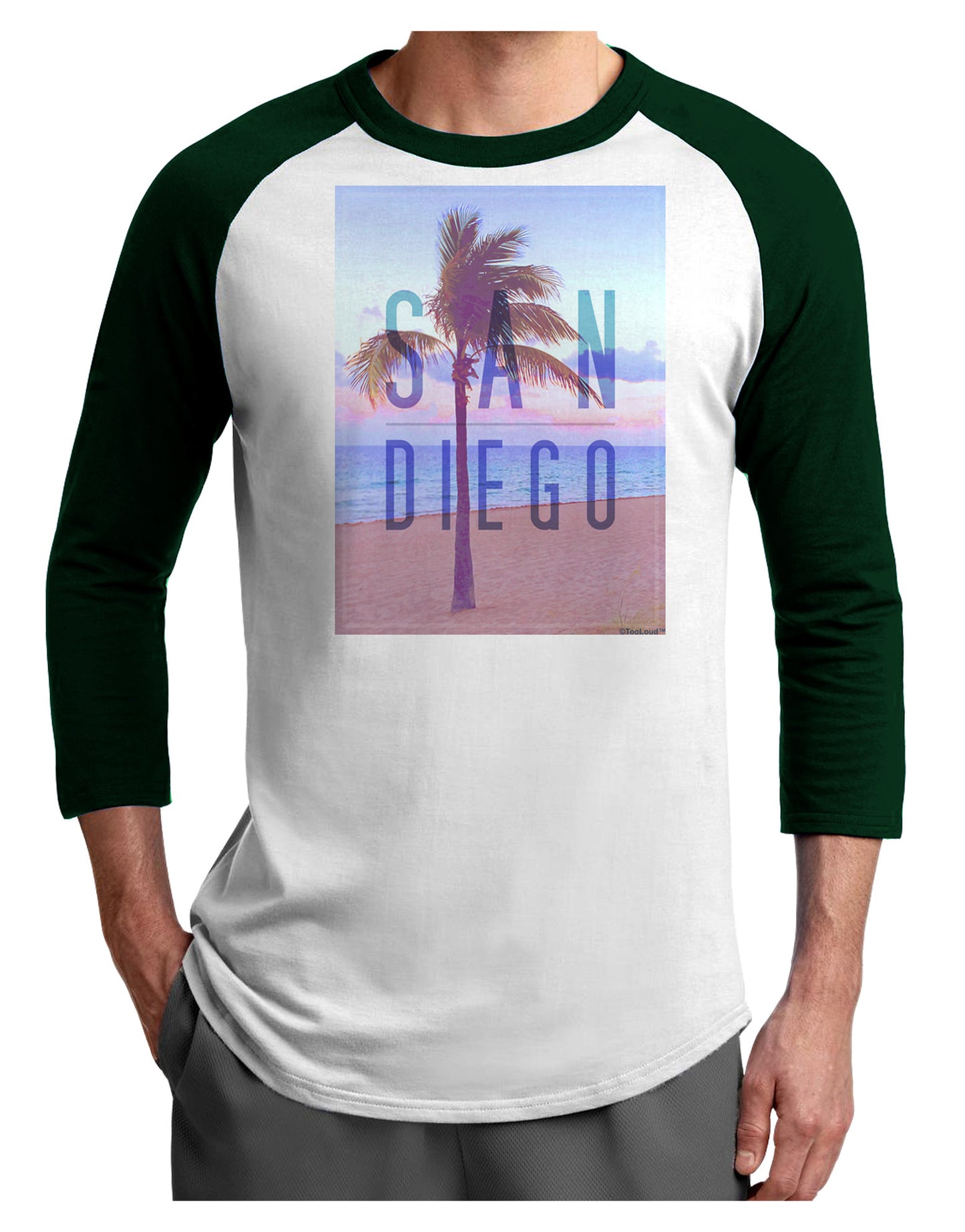 San Diego Beach Filter Adult Raglan Shirt-Raglan Shirt-TooLoud-White-Forest-X-Small-Davson Sales