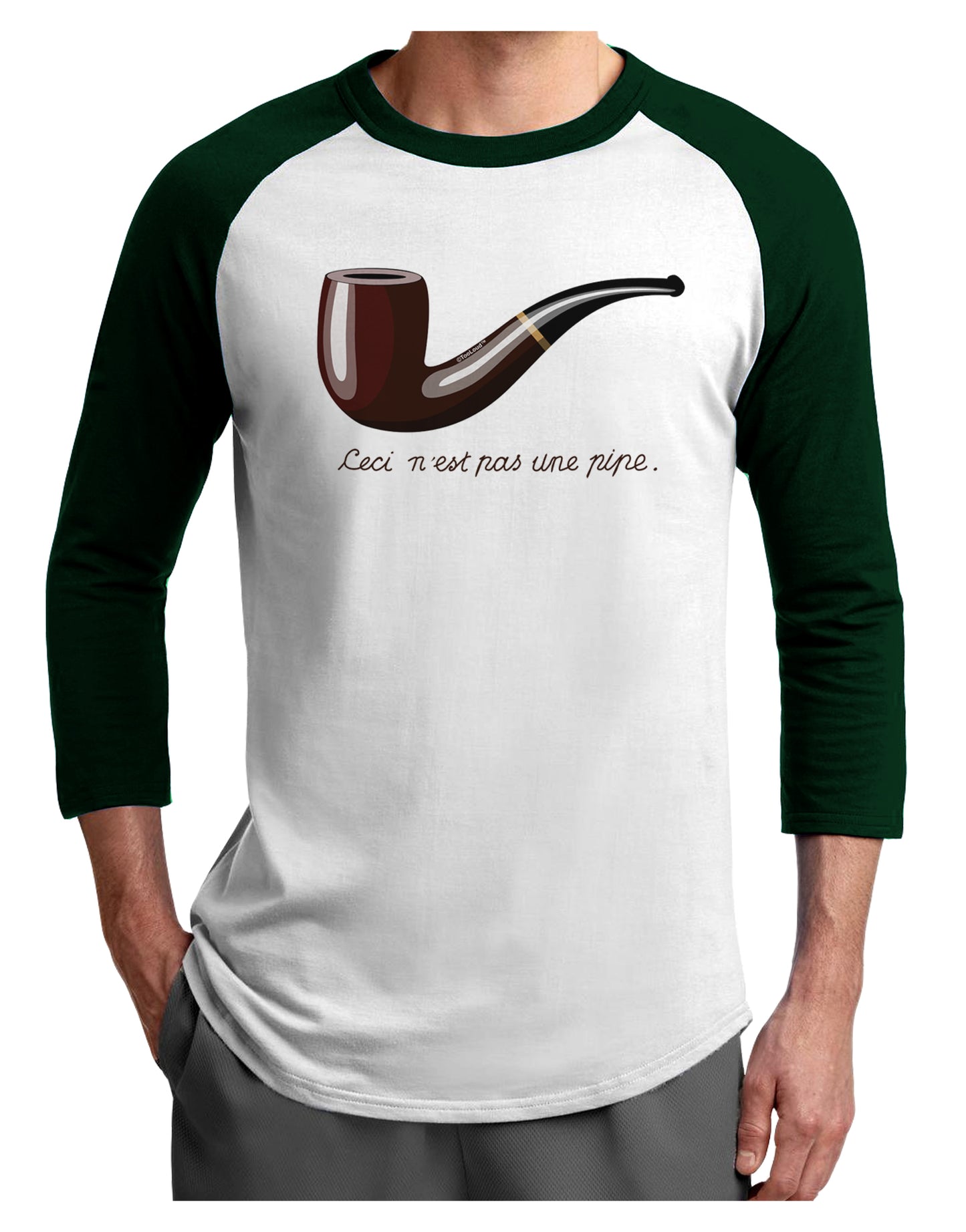 Ceci n'est pas une pipe Adult Raglan Shirt-Raglan Shirt-TooLoud-White-Forest-X-Small-Davson Sales