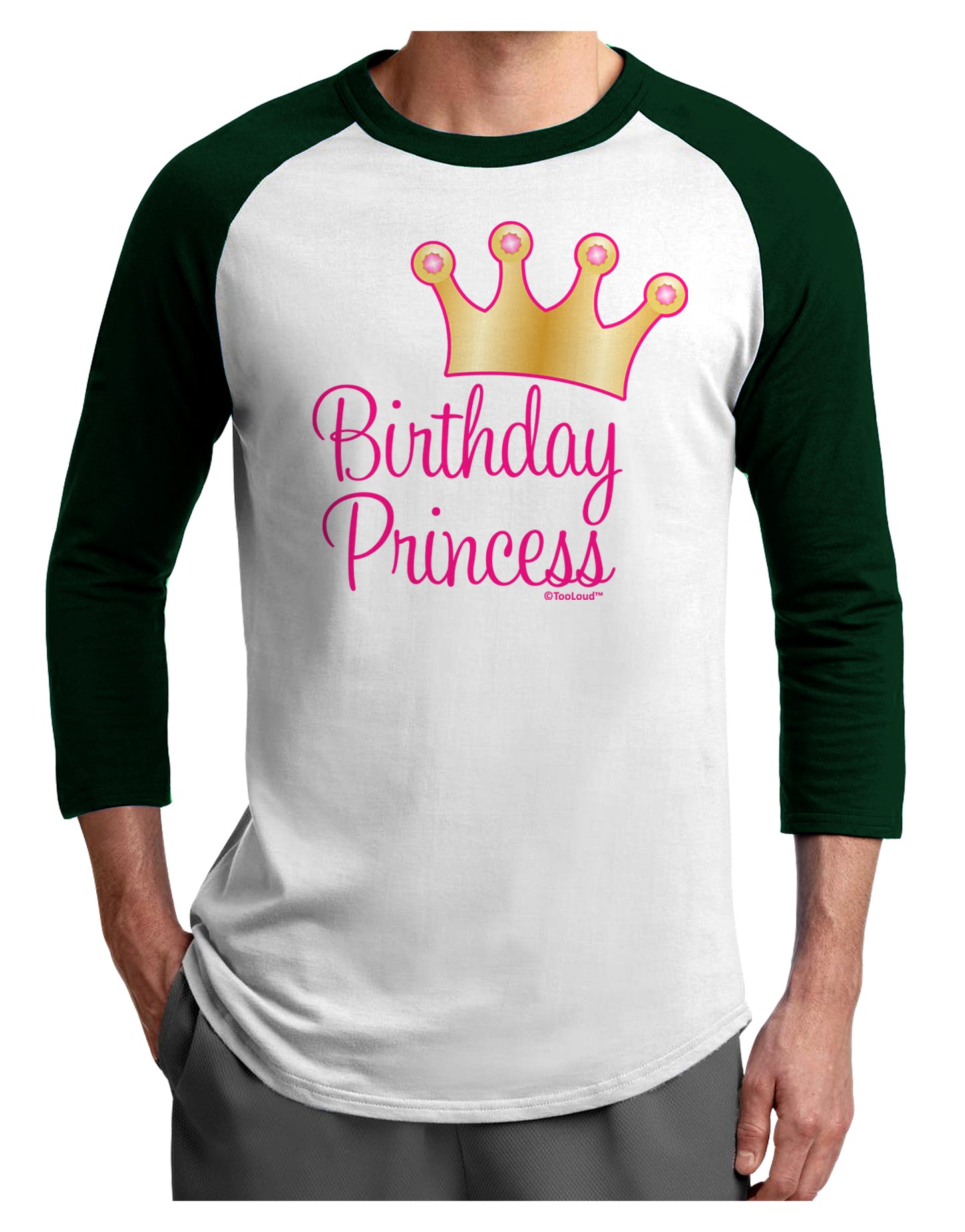 Birthday Princess - Tiara Adult Raglan Shirt by TooLoud-Raglan Shirt-TooLoud-White-Forest-X-Small-Davson Sales
