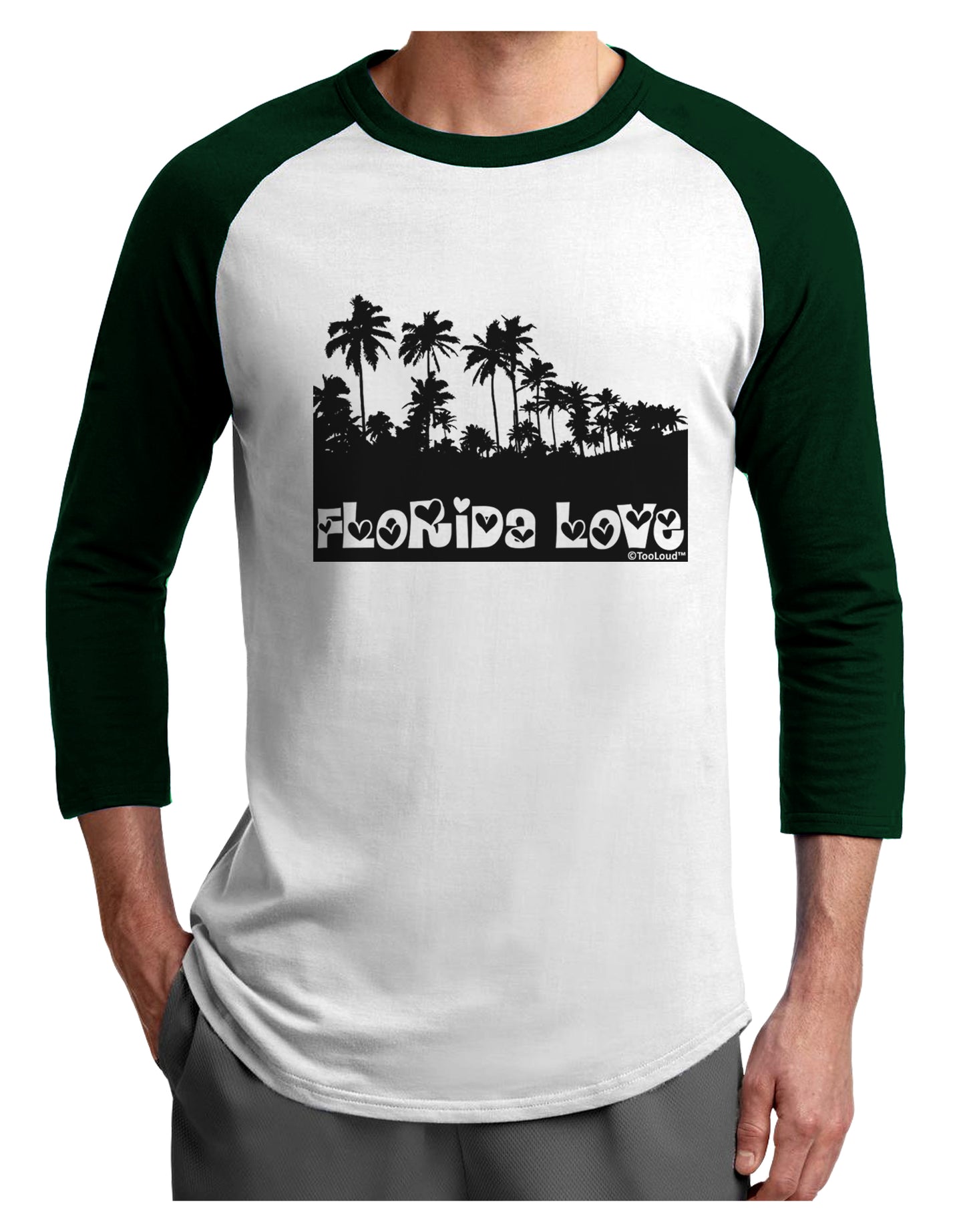 Florida Love - Palm Trees Cutout Design Adult Raglan Shirt by TooLoud-TooLoud-White-Forest-X-Small-Davson Sales