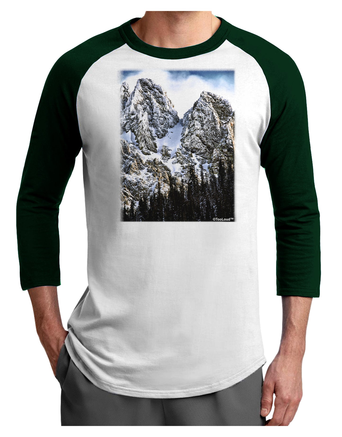 Mountain Landscape 2 Adult Raglan Shirt-TooLoud-White-Forest-X-Small-Davson Sales