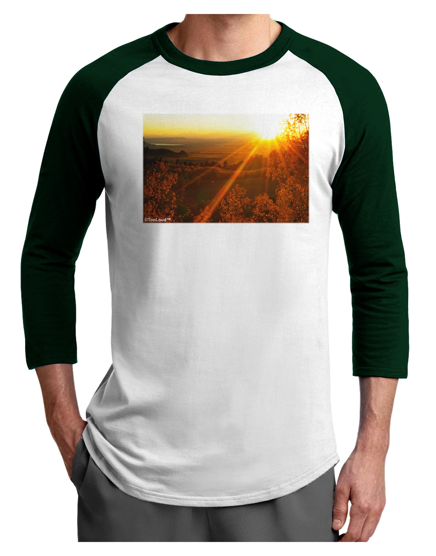 Colorado Sunset Adult Raglan Shirt-TooLoud-White-Forest-X-Small-Davson Sales