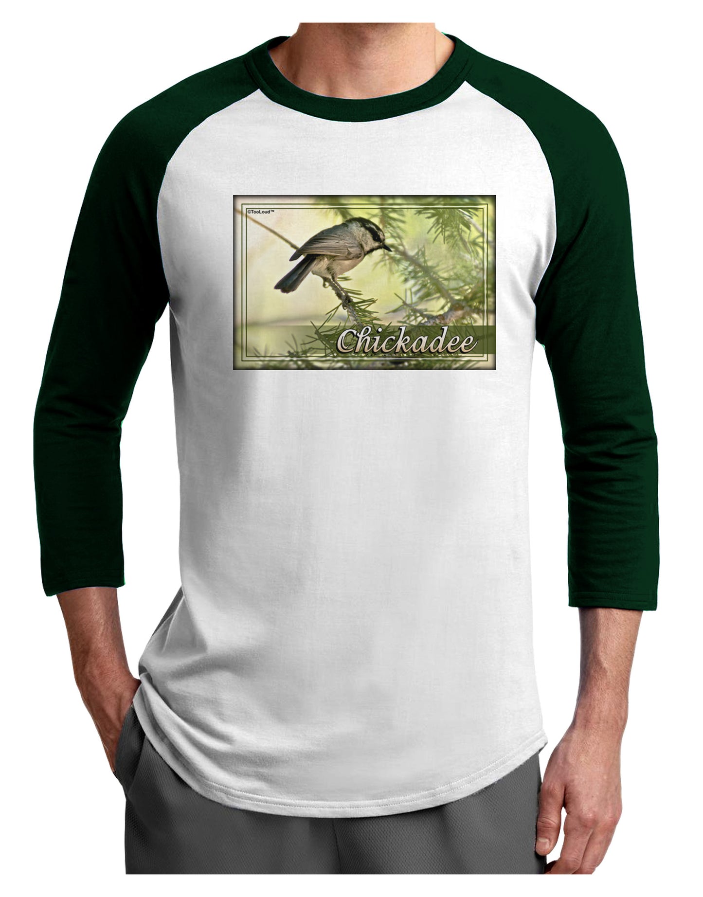 CO Chickadee with Text Adult Raglan Shirt-Raglan Shirt-TooLoud-White-Forest-X-Small-Davson Sales