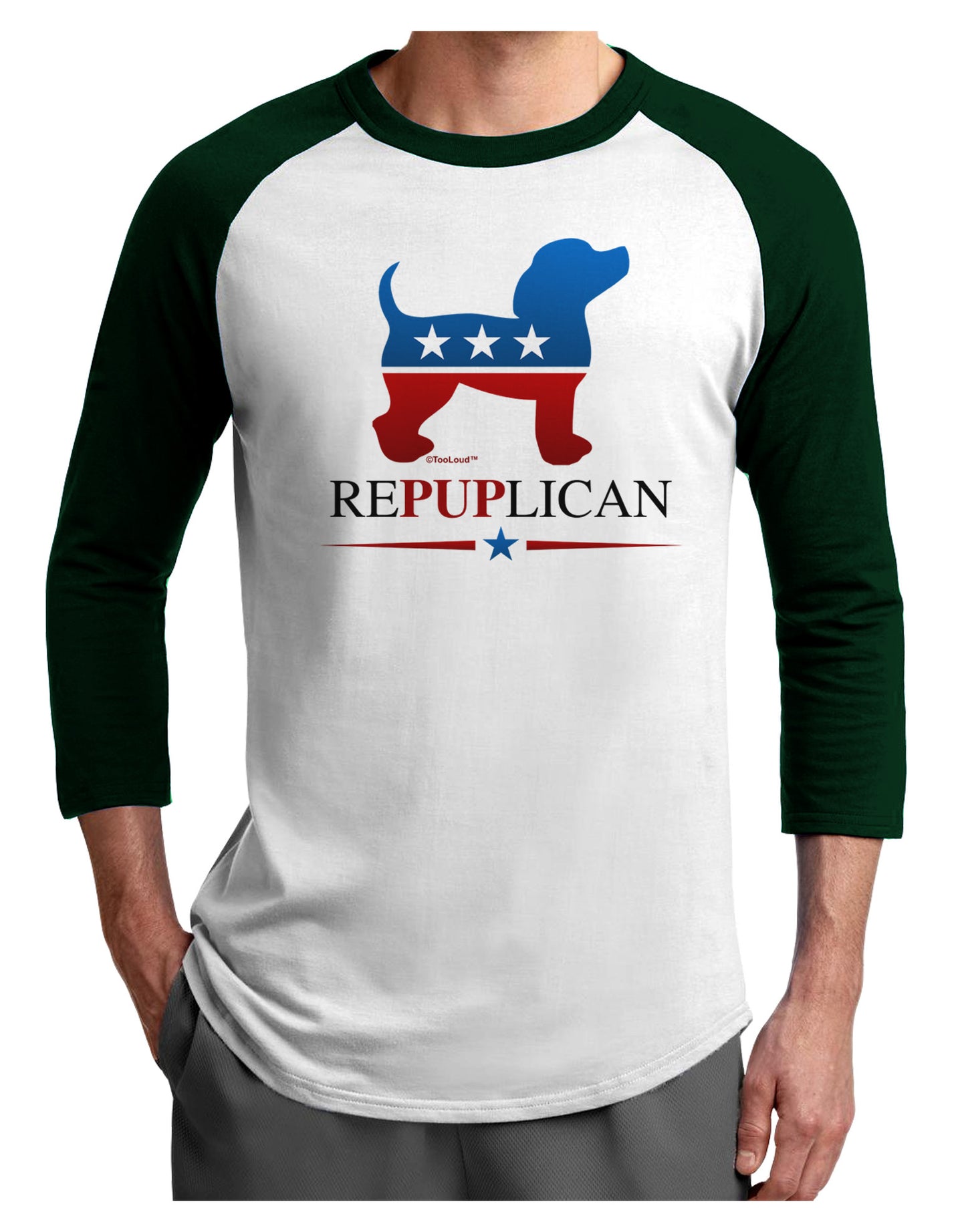 RePUPlican Adult Raglan Shirt-Raglan Shirt-TooLoud-White-Forest-X-Small-Davson Sales