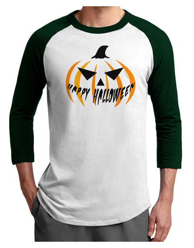 Happy Halloween Jack Adult Raglan Shirt-Raglan Shirt-TooLoud-White-Forest-X-Small-Davson Sales