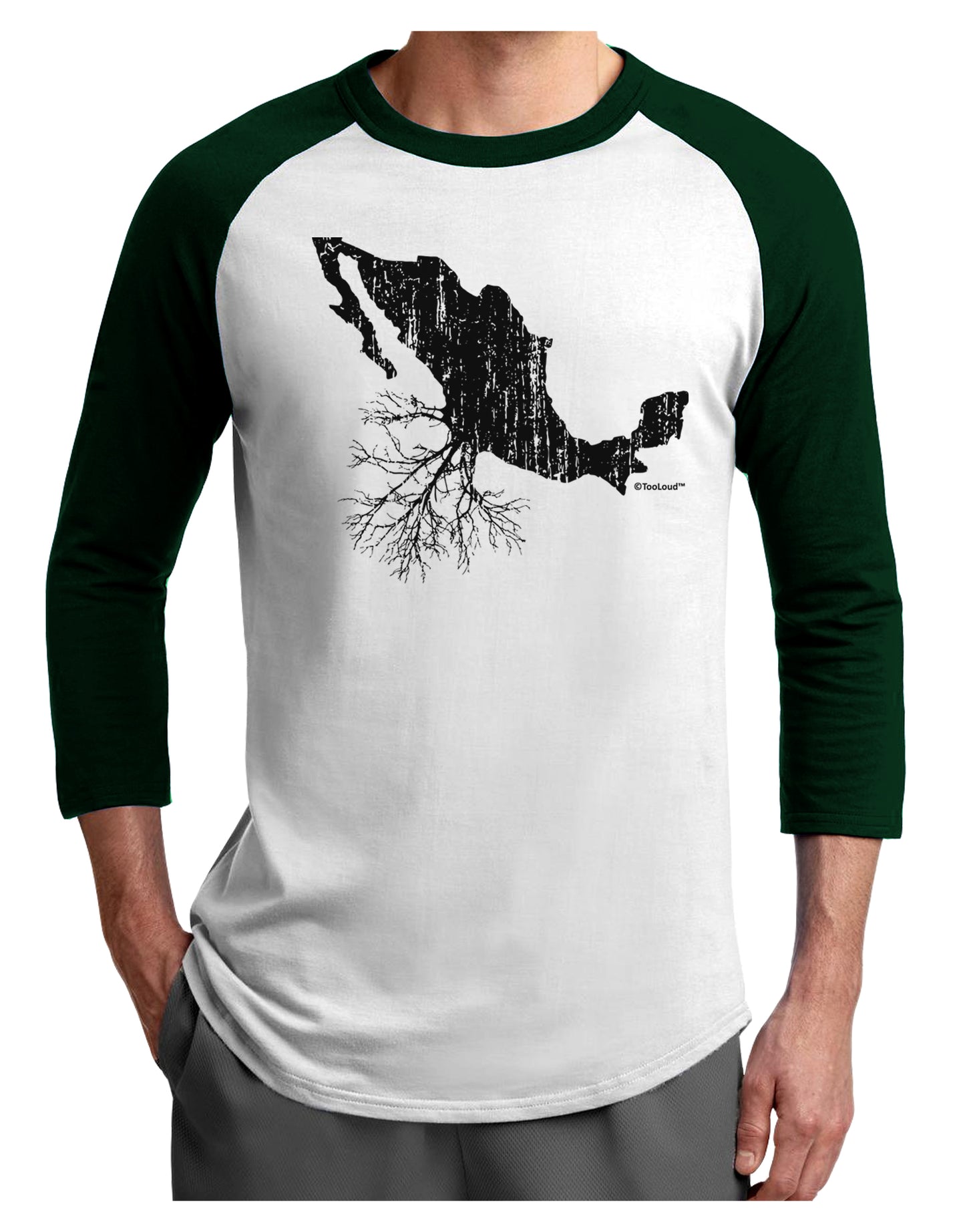 Mexican Roots Design - Distressed Adult Raglan Shirt by TooLoud-TooLoud-White-Forest-X-Small-Davson Sales