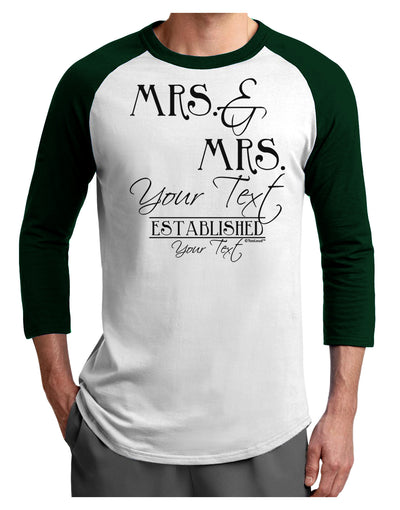 Personalized Mrs and Mrs Lesbian Wedding - Name- Established -Date- Design Adult Raglan Shirt-TooLoud-White-Forest-X-Small-Davson Sales