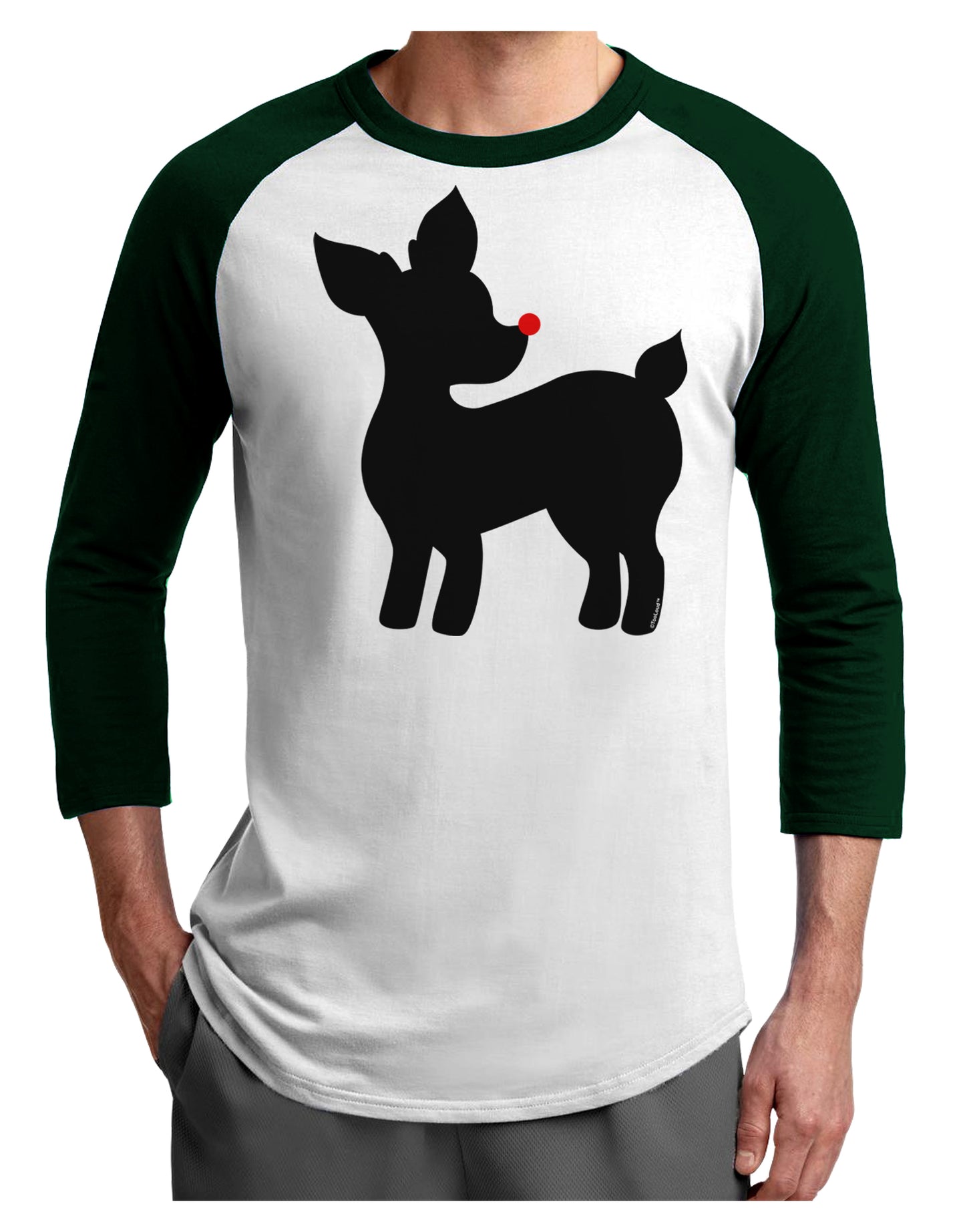 Cute Rudolph Silhouette - Christmas Adult Raglan Shirt by TooLoud-TooLoud-White-Forest-X-Small-Davson Sales
