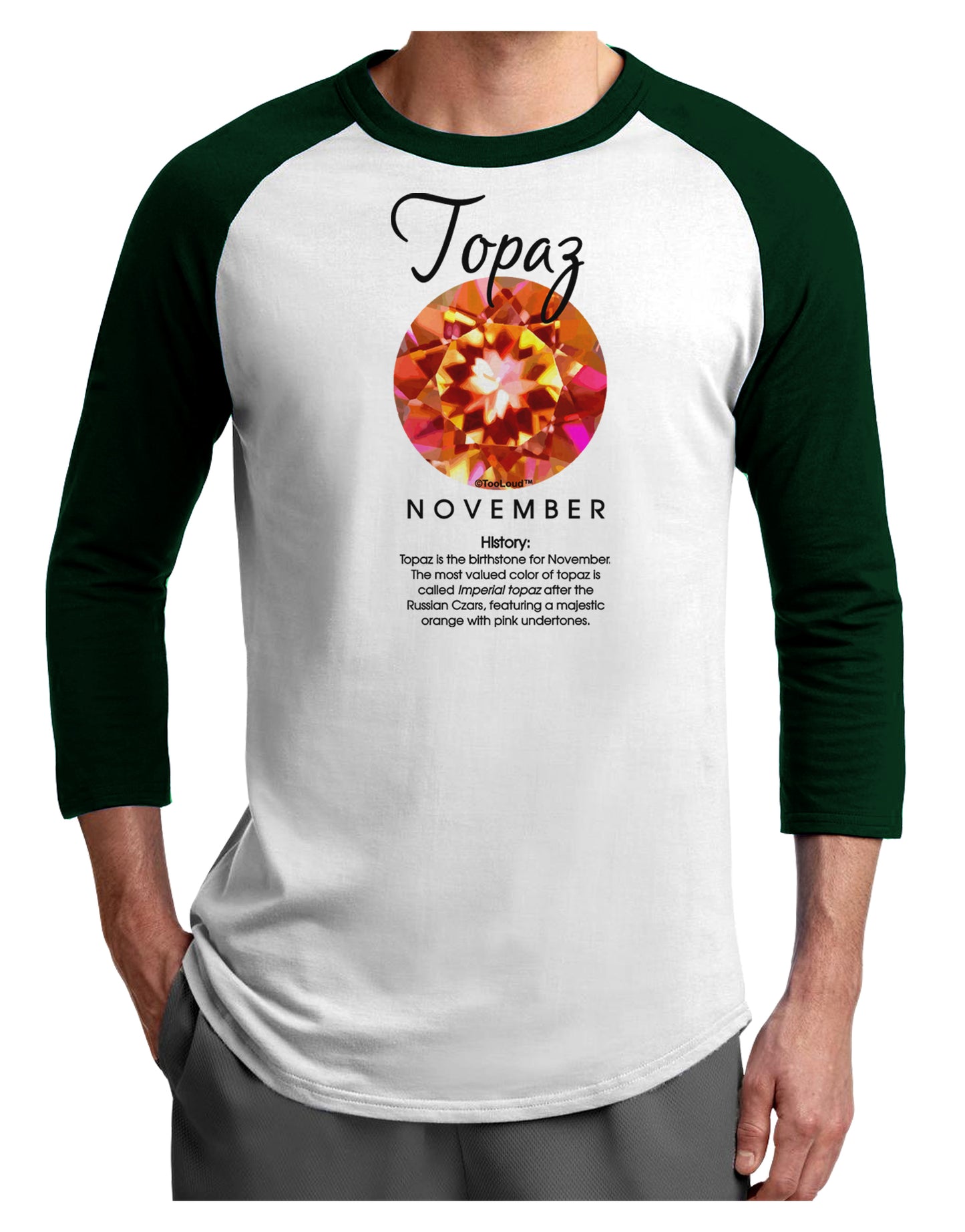 Birthstone Topaz Adult Raglan Shirt by TooLoud-TooLoud-White-Forest-X-Small-Davson Sales